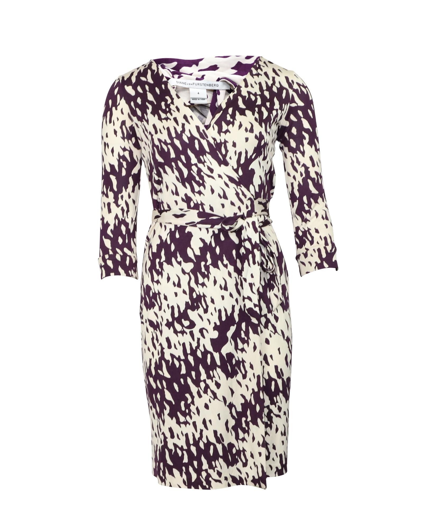 image of Purple Silk Wrap Dress By Diane Von Furstenberg, Women's (Size Small)