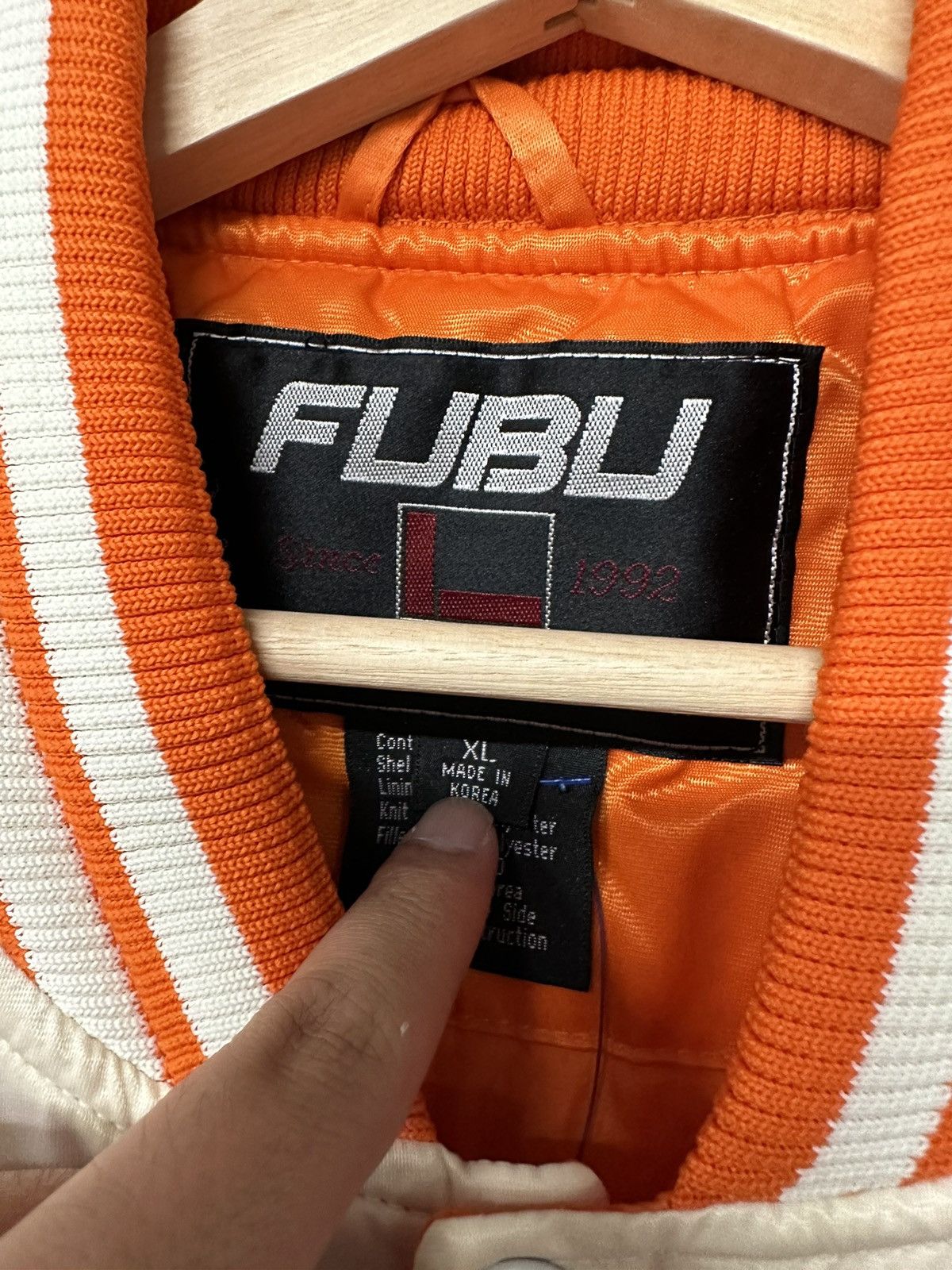 Fubu Vintage 90s Y2K FUBU 2 Toned Tail Sweep Script Satin Jacket Size US XL / EU 56 / 4 - 6 Thumbnail