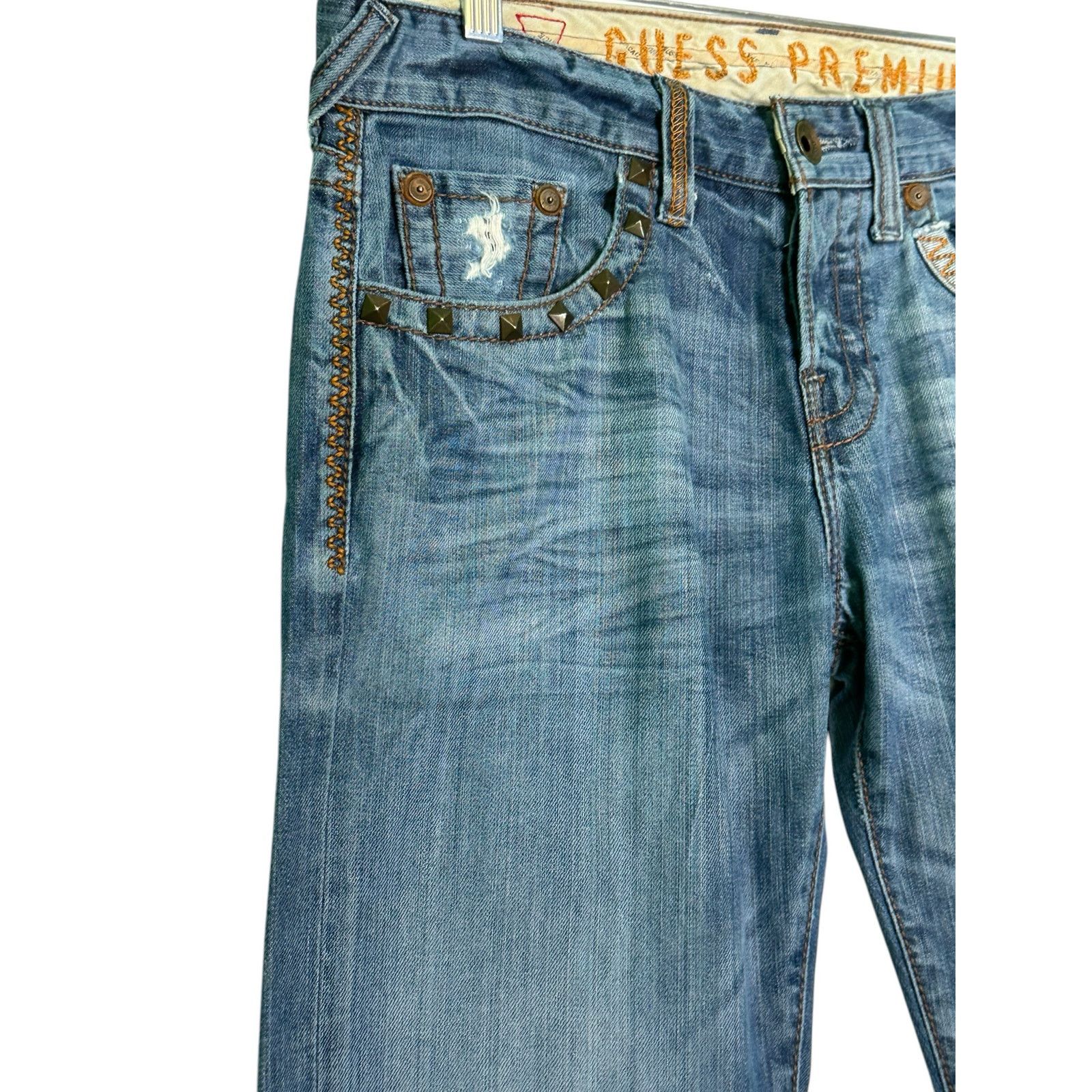 Guess GUESS Rebel Regular Studded Distressed Jeans size 30 Size US 30 / EU 46 - 10 Thumbnail