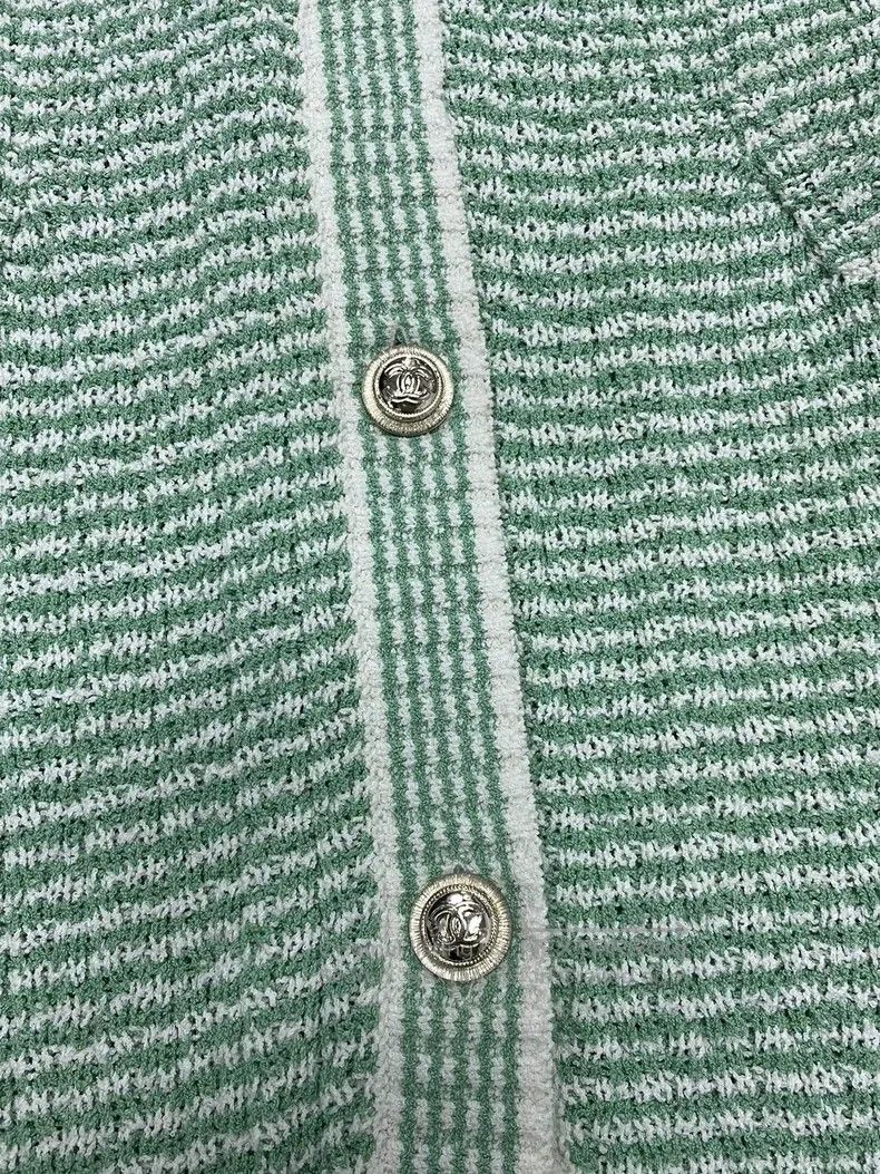 Chanel Chanel Cow green and white striped long knitted cardigan c Size S / US 4 / IT 40 - 2 Thumbnail