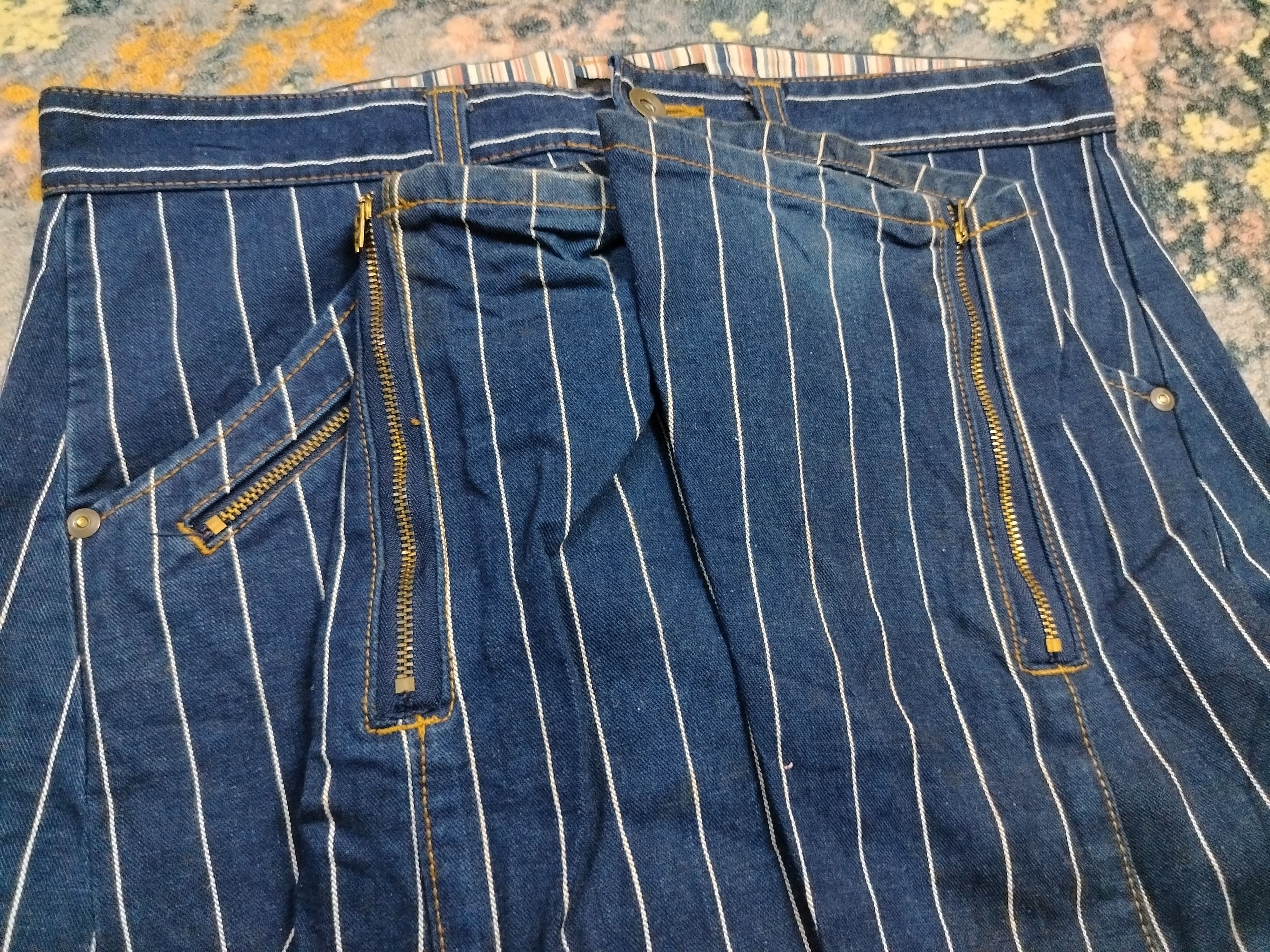 Japanese Brand Guell Mustard pinstripe denim Size US 33 - 8 Thumbnail