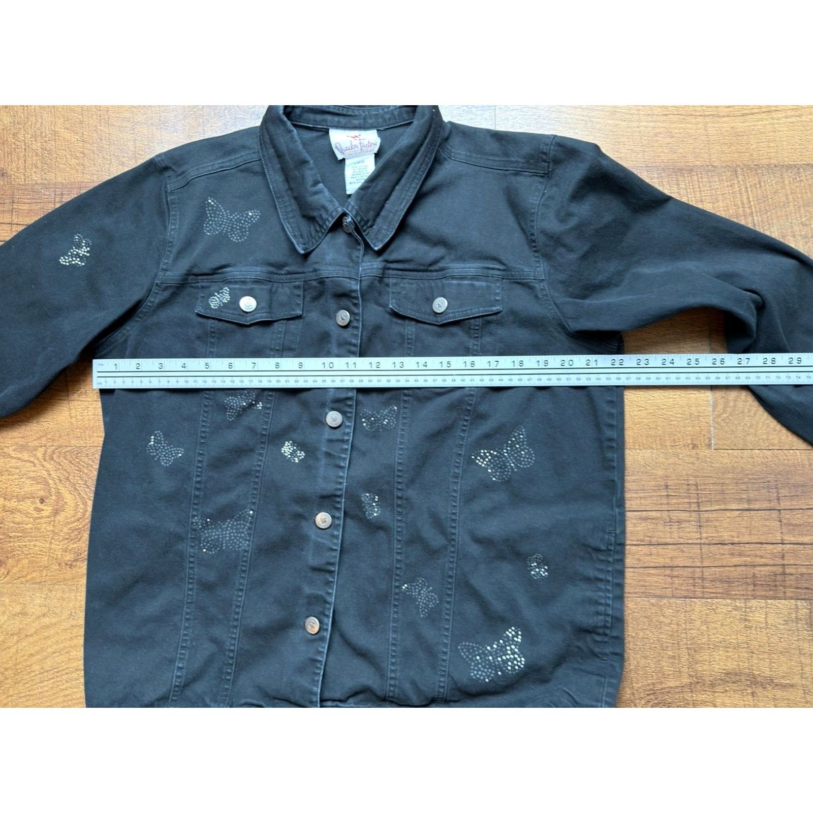 Quacker Factory VINTAGE Quacker Factory Black Denim Jacket Butterfly Women Size Large Jacket Size L / US 10 / IT 46 - 6 Thumbnail