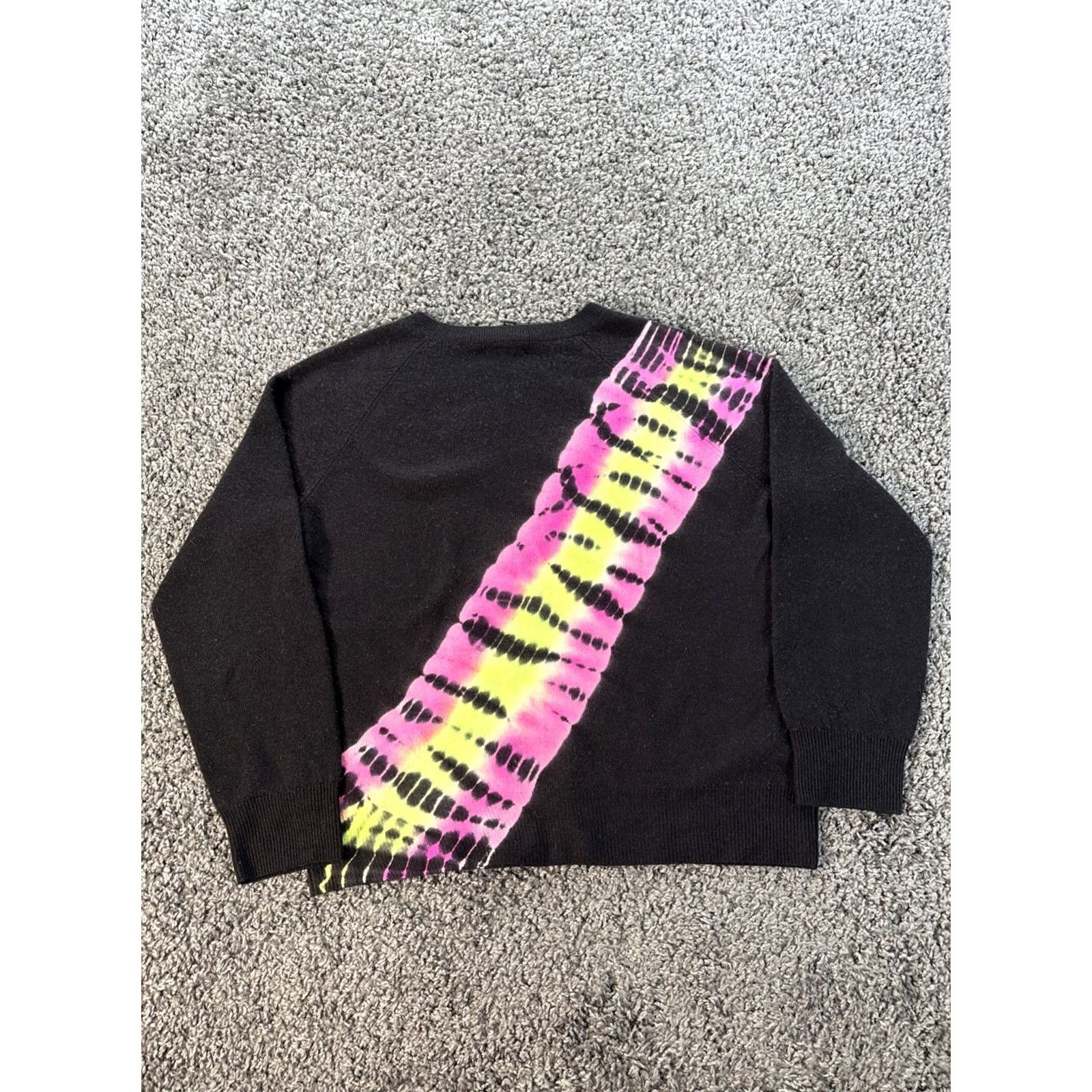 AQUA Aqua 100% Cashmere Sweater Women's M Black Pink Crewneck Long Sleeve Pullover Casual Knit Crew Neck Size M / US 6-8 / IT 42-44 - 5 Thumbnail