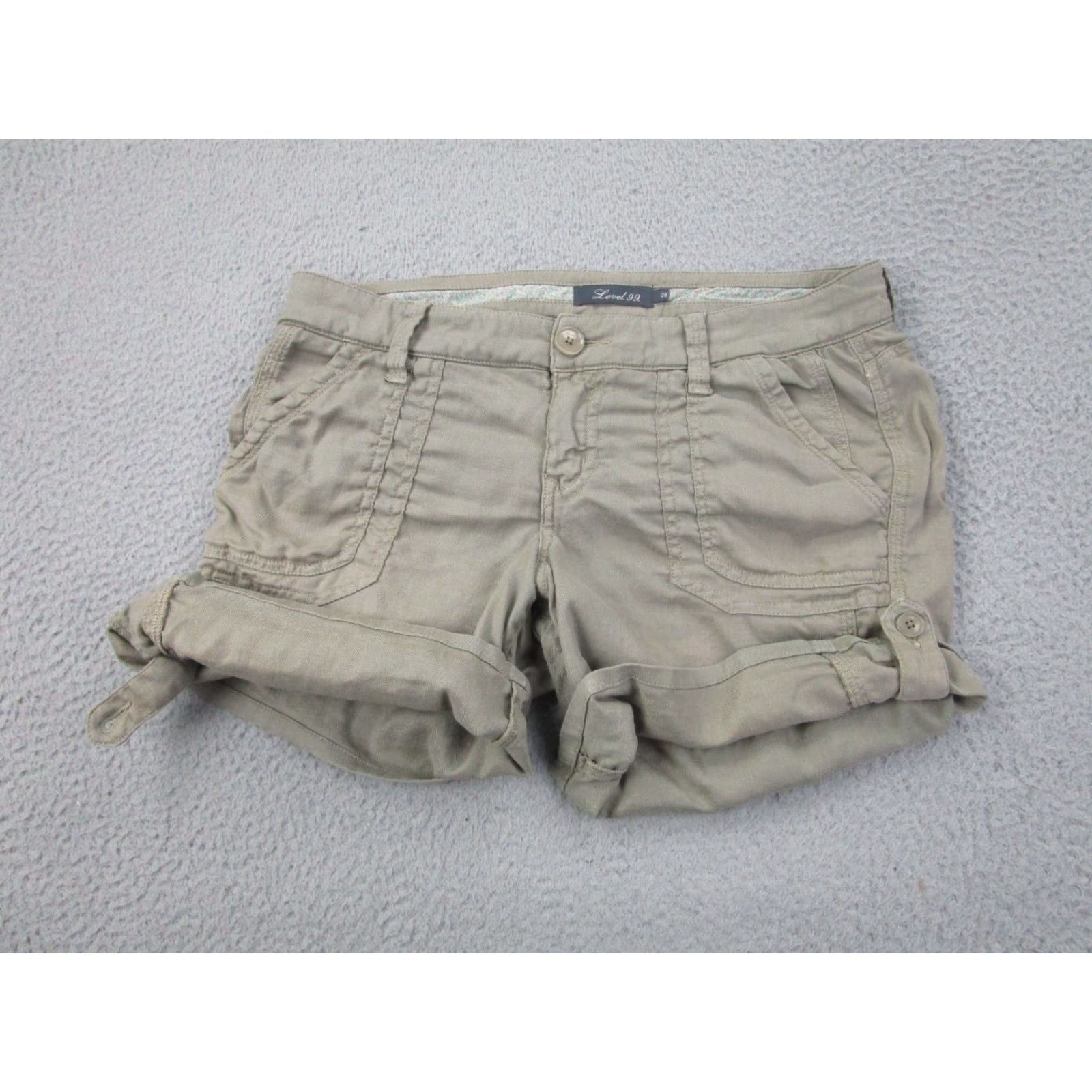 Vintage VINTAGE Level 99 Shorts Womens 32 Green Linen Coastal Boho Beach Outdoors Camp summer Size 24" / US 00 / IT 34 - 4 Thumbnail