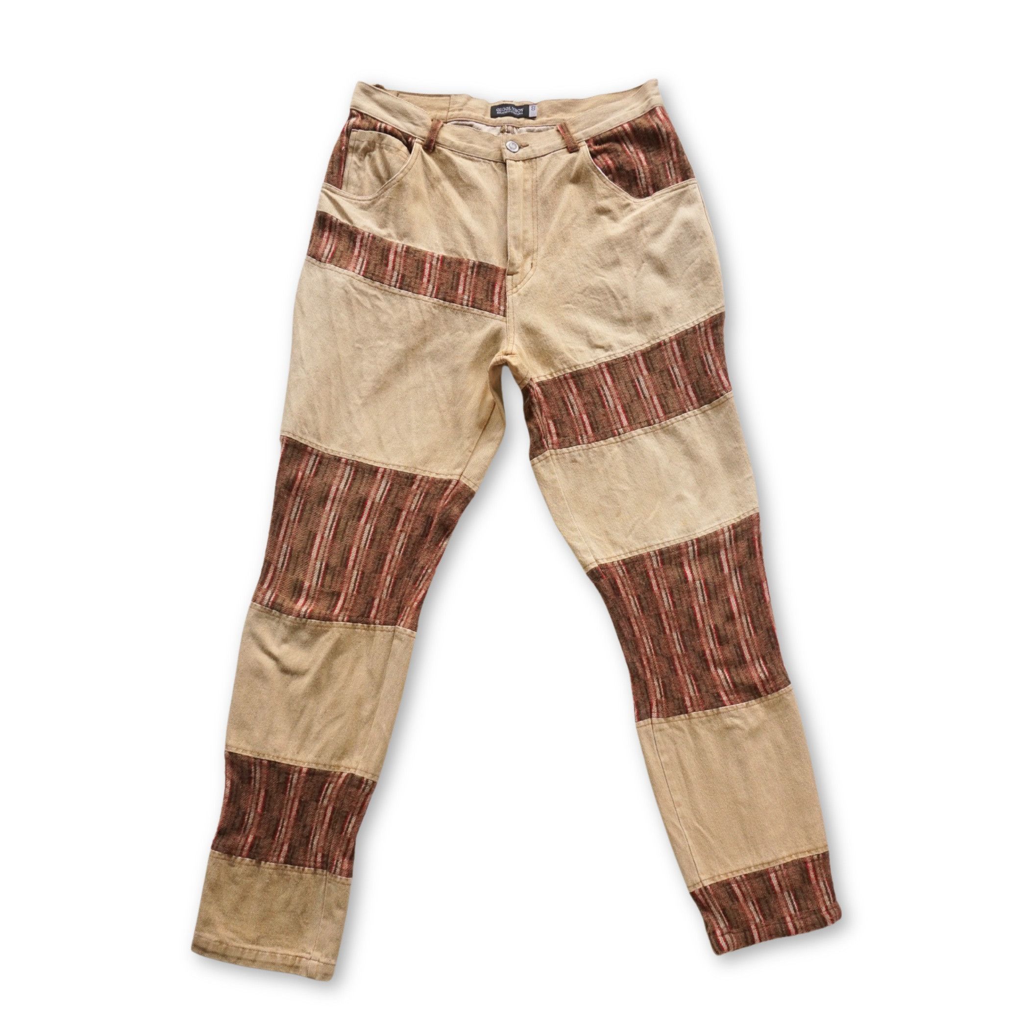 Japanese Brand GIGGLYROY Cotton & Wool Patchwork Jeans Size US 31 - 1 Thumbnail