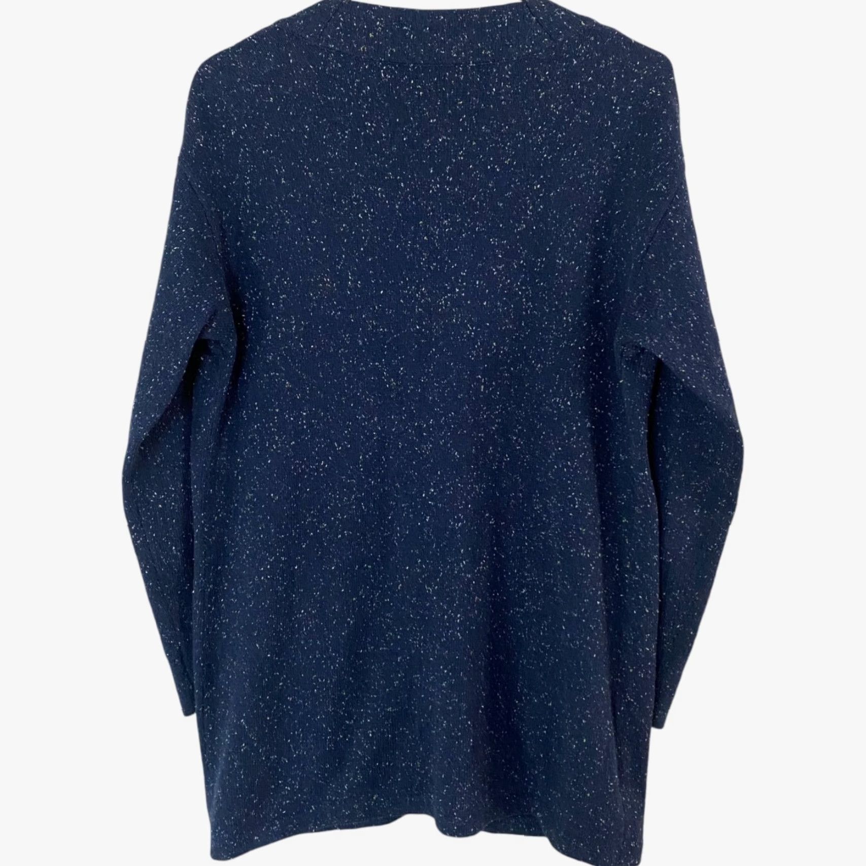 J. Jill VINTAGE J.Jill Angora Blend Cardigan Sweater Blue Women Medium Navy Button Front Confetti Bohemian Classic 50% Cotton 45% Rayon 5% Angora Size M / US 6-8 / IT 42-44 - 3 Thumbnail