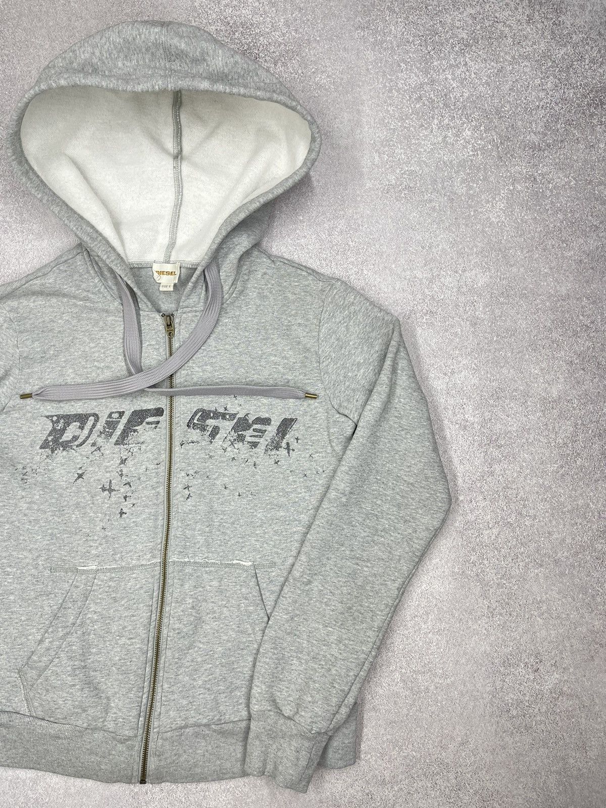 Diesel Women Diesel Grey Zip Hoodie Big Logo Y2K Size L / US 10 / IT 46 - 3 Thumbnail