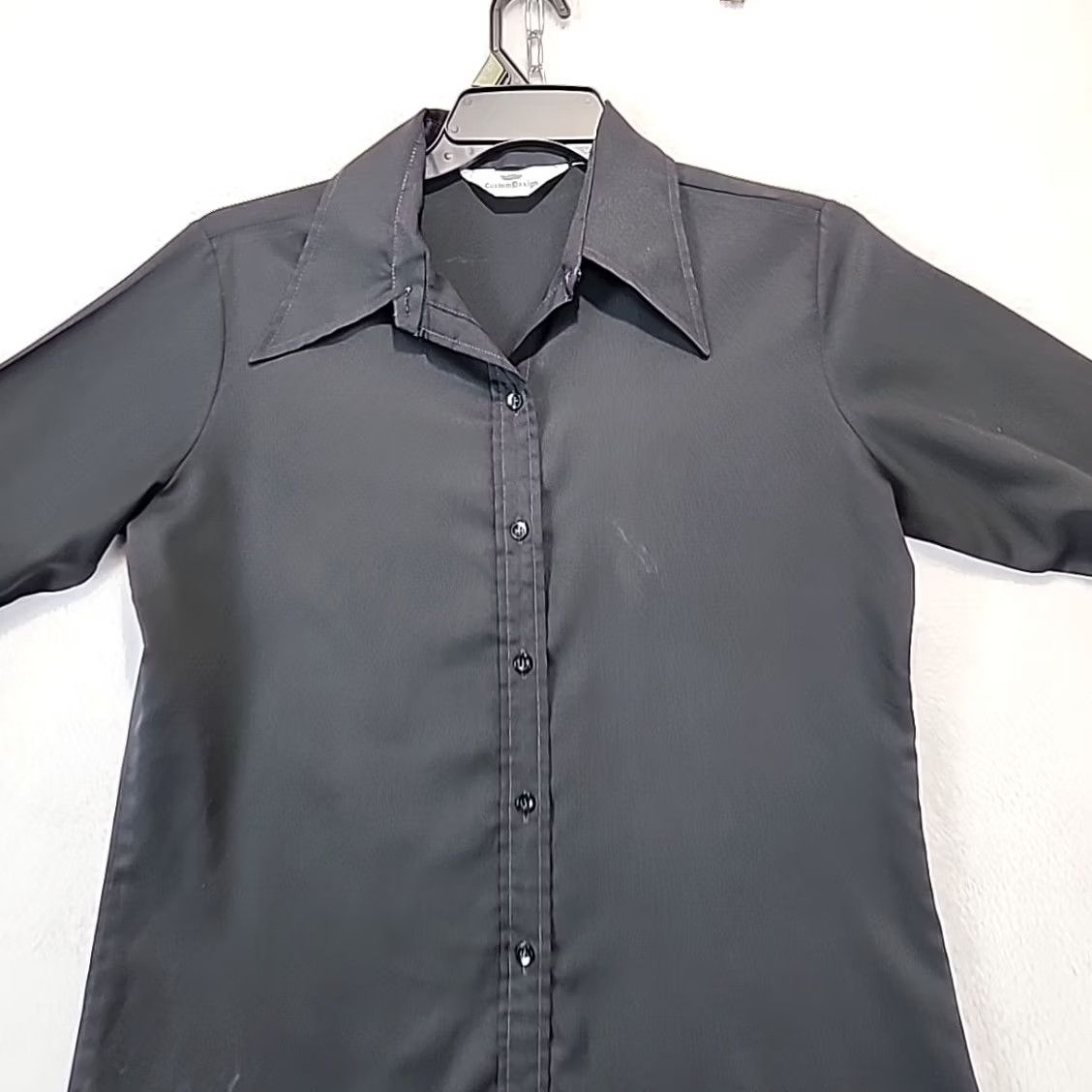 Vintage VINTAGE Custom Design Dress Shirt Women's L Black Point Collar Long Sleeve Button Front Disbo Retro (70s, Hippie, Disco) Womens Size L / US 10 / IT 46 - 3 Thumbnail