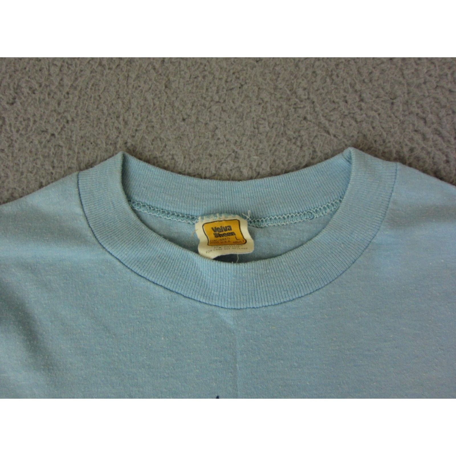 Velva Sheen VINTAGE Washington DC Shirt Mens L Blue 70s Velva Sheen T-Shirt Short Sleeve Crew Neck Cotton Jersey Made in USA Single Stitch 1A Size US L / EU 52-54 / 3 - 5 Thumbnail