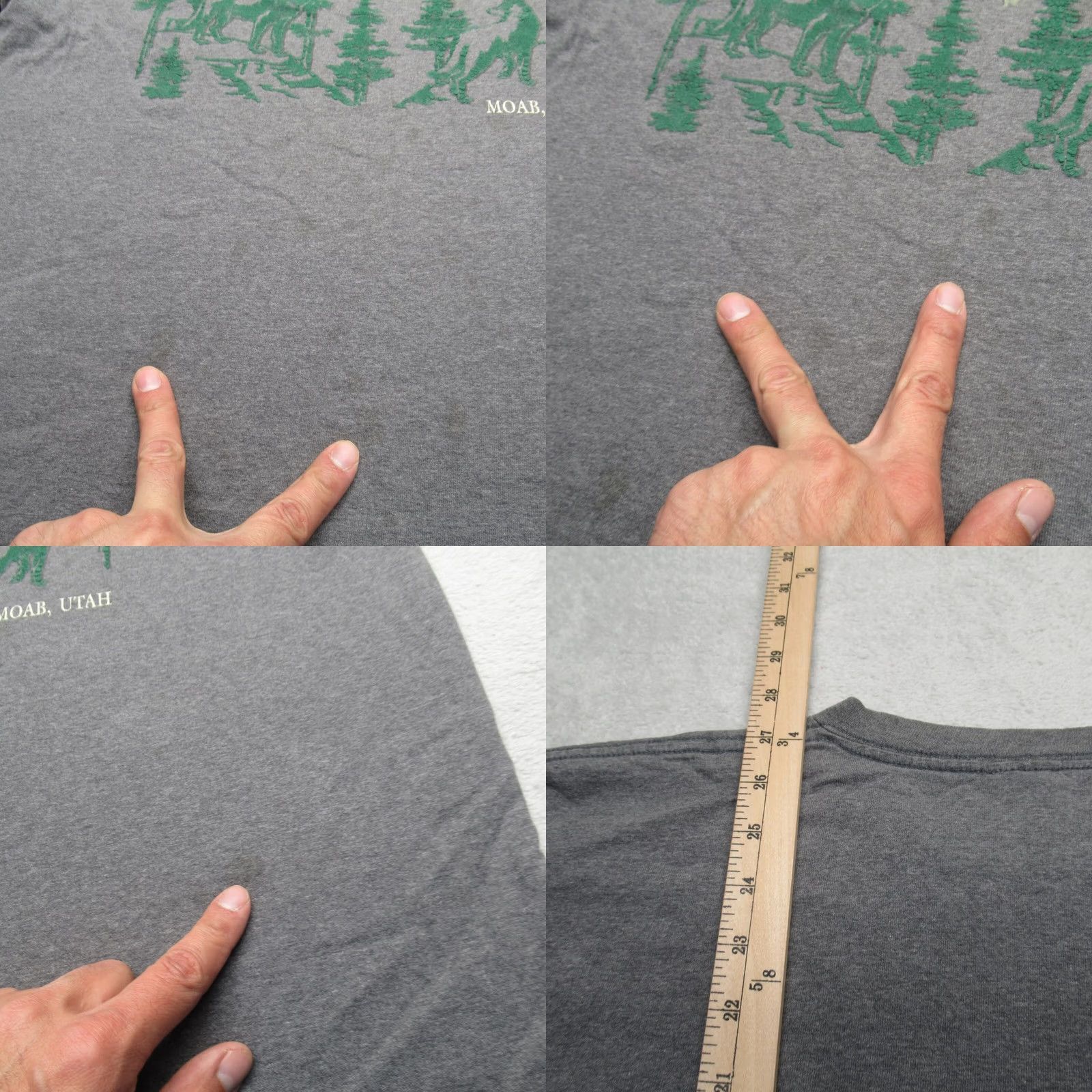 Vintage VINTAGE Moab Utah Shirt Mens XL Gray Graphic Print Short Sleeve T-Shirt Regular Crew Neck Men Graphic Print Wolves Evergreen Trees 90s? Size US XL / EU 56 / 4 - 8 Thumbnail