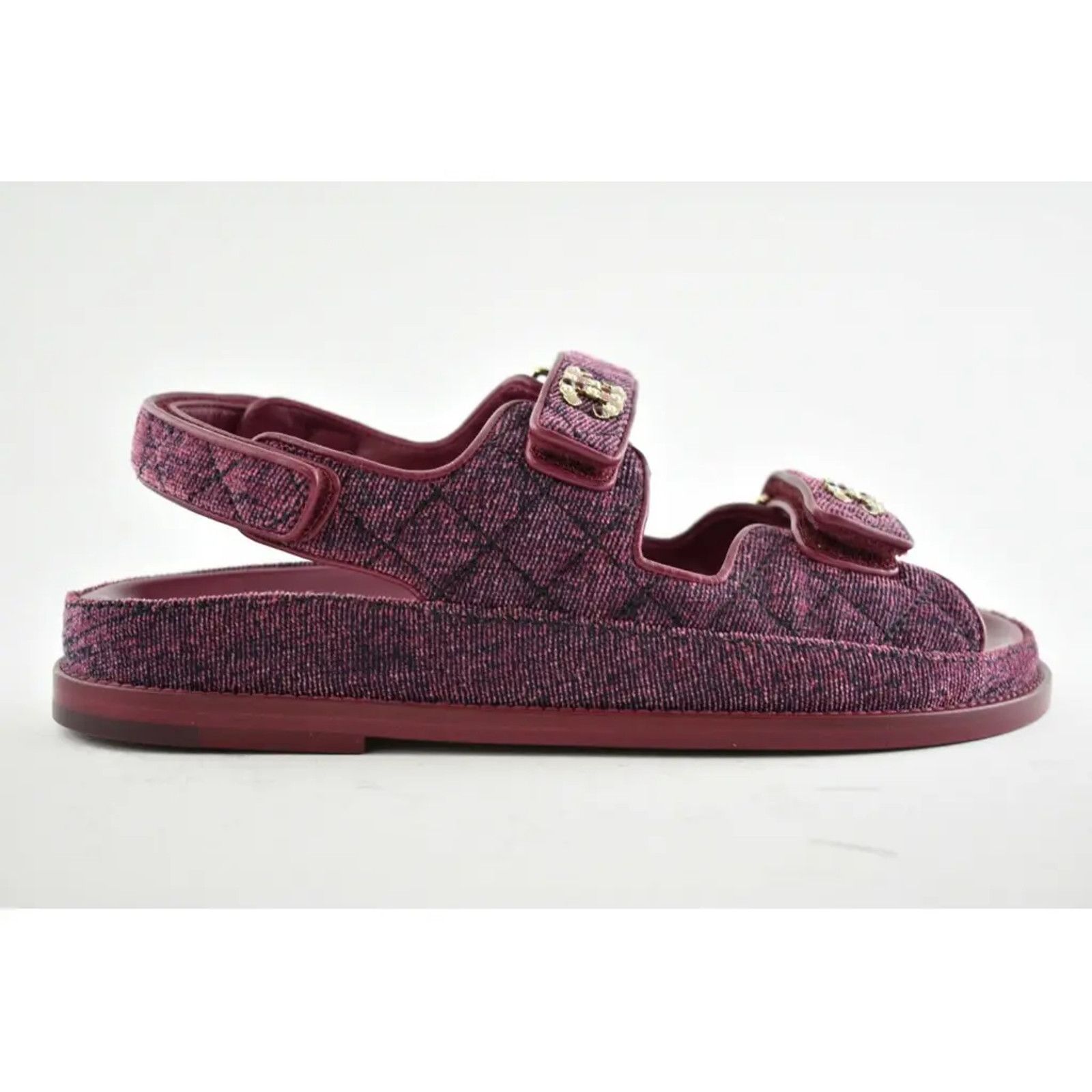 Chanel Chanel 21A Pink Velvet Denim CC Logo Mule Slide Strap Flat Size US 6 / IT 36 - 2 Thumbnail