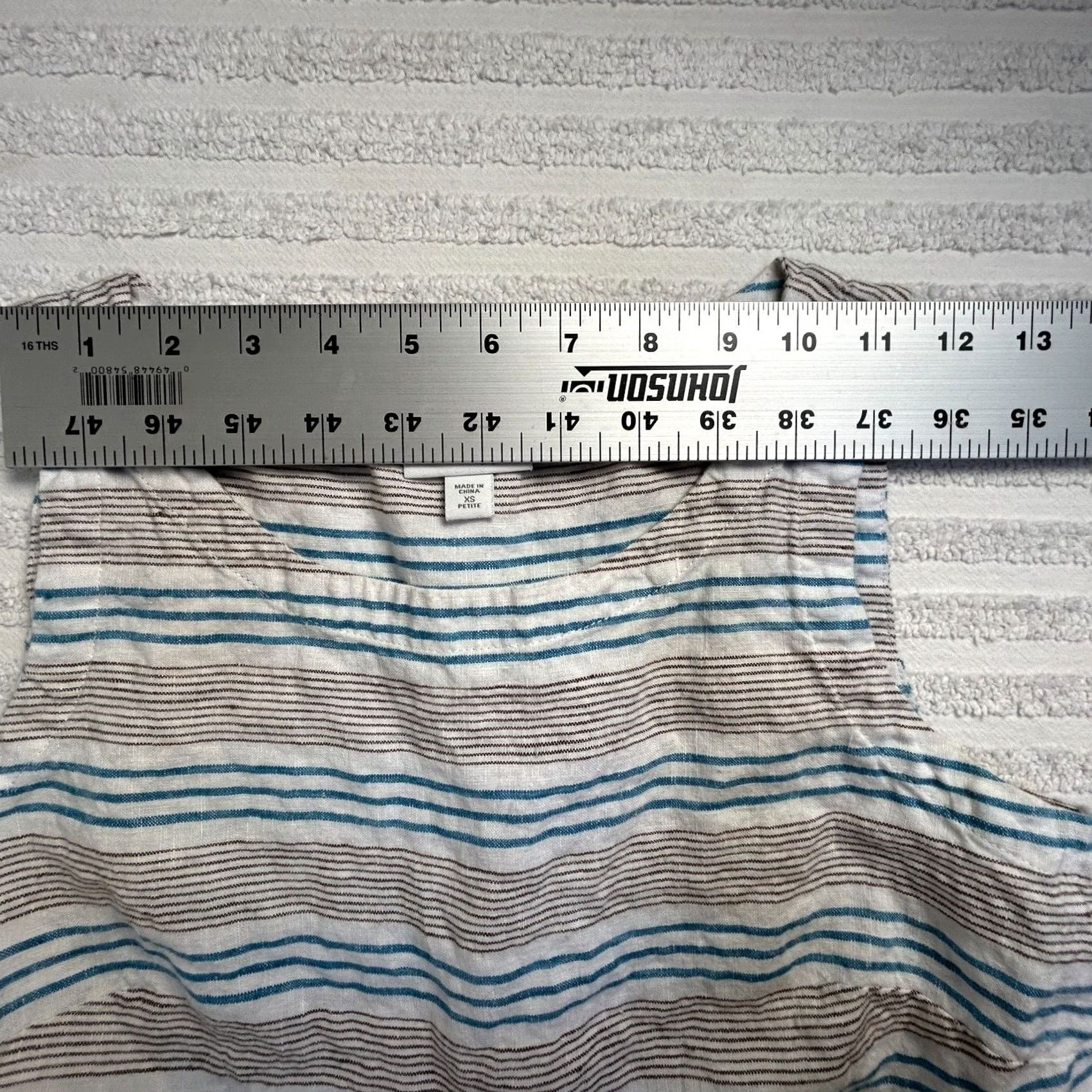 J. Jill J. Jill Love Linen Womens Shift Dress XS Petite Mini Multicolor Sleeveless Striped Casual Summer dress Size XS / US 0-2 / IT 36-38 - 5 Thumbnail