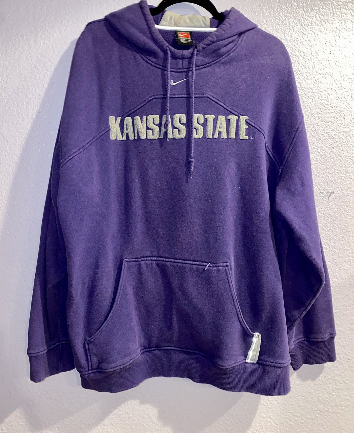 Vtg Nike Purple Center Swoosh hoodie Faded 90s Pullover XL