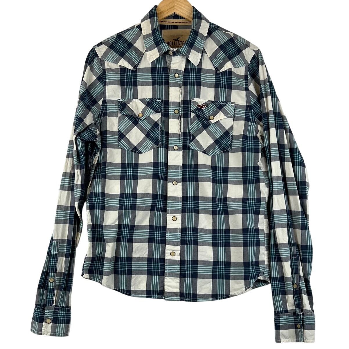 Hollister Hollister Western Shirt Mens M Blue White Plaid Pearl Snap Size US M / EU 48-50 / 2 - 1 Thumbnail