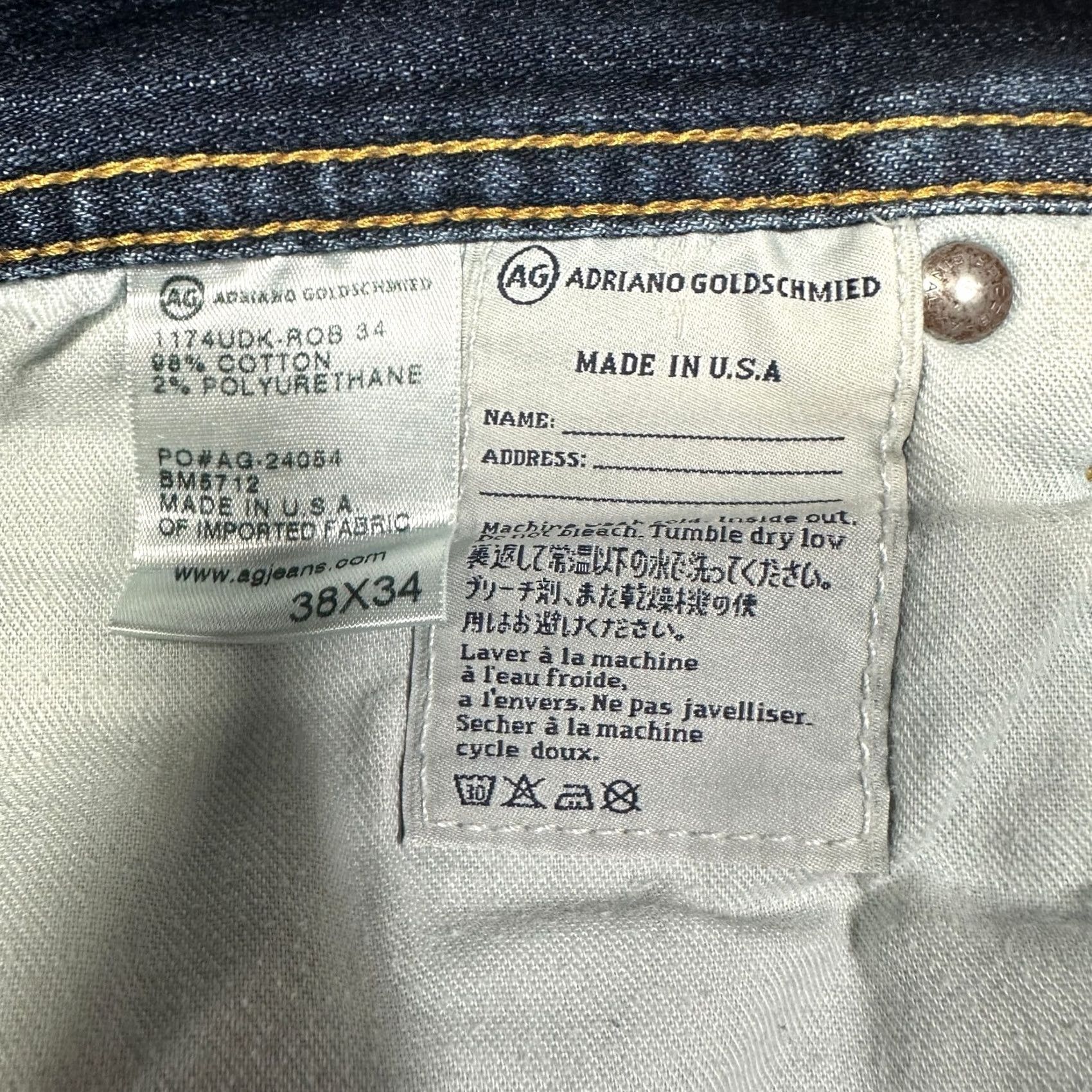 Vintage AG Adriano Goldschmied The Graduate Tailored Leg Jeans Mens 38 Denim Stretch Blue 5-Pocket Modern Classic Regular Mens Size US 38 / EU 54 - 7 Thumbnail