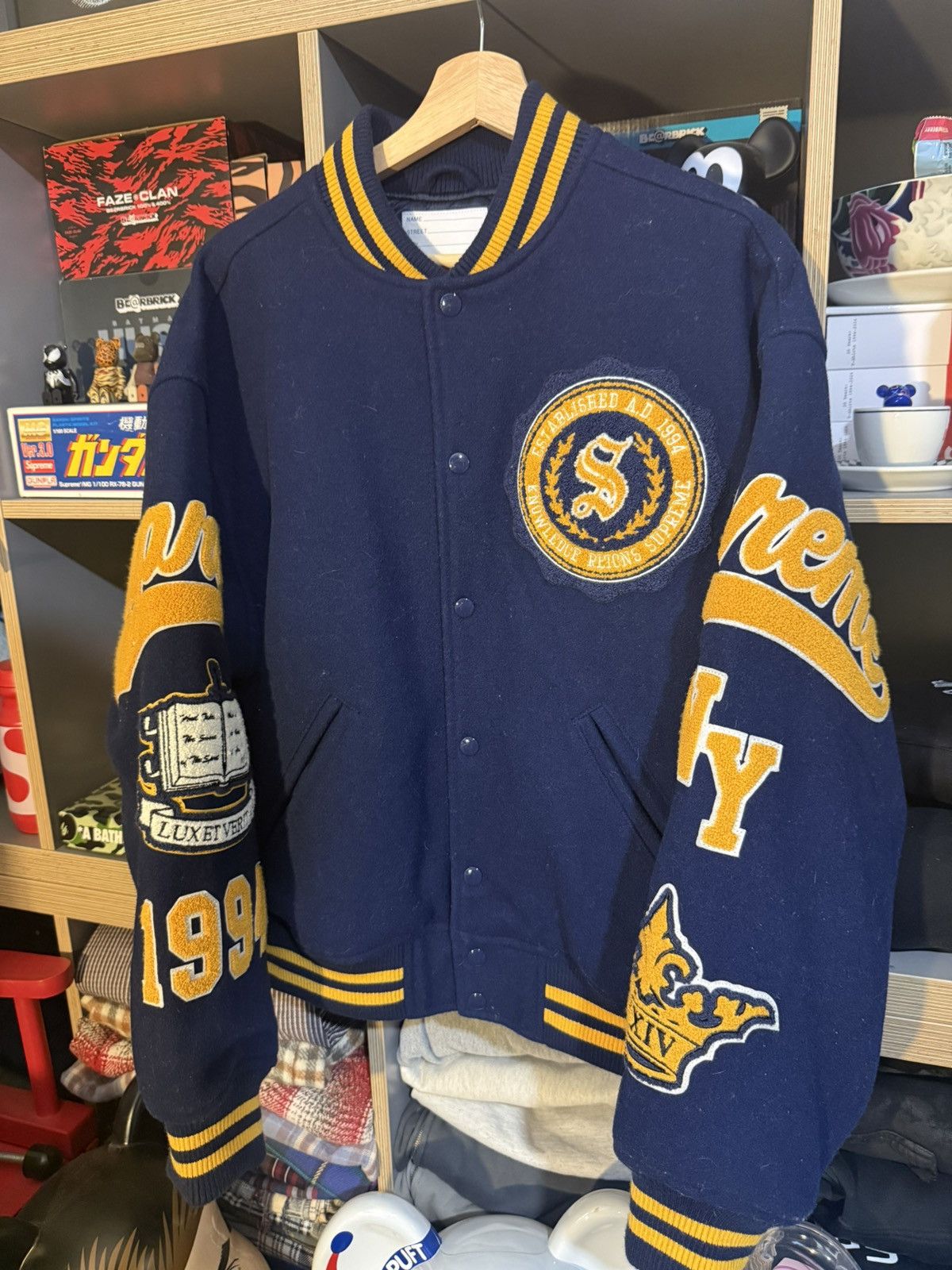 Supreme Supreme Vervitas Navy/Yellow Varsity Jacket Size US M / EU 48-50 / 2 - 2 Thumbnail