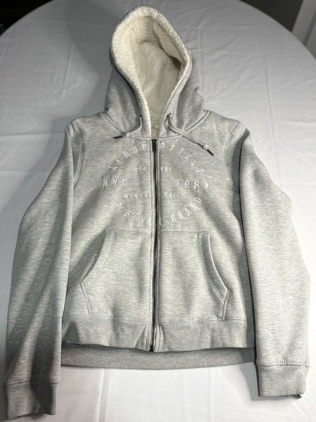 Aeropostale Women’s Aeropostale Fur Lined Gray Full Zip | $30 Size L / US 10 / IT 46 - 1 Thumbnail