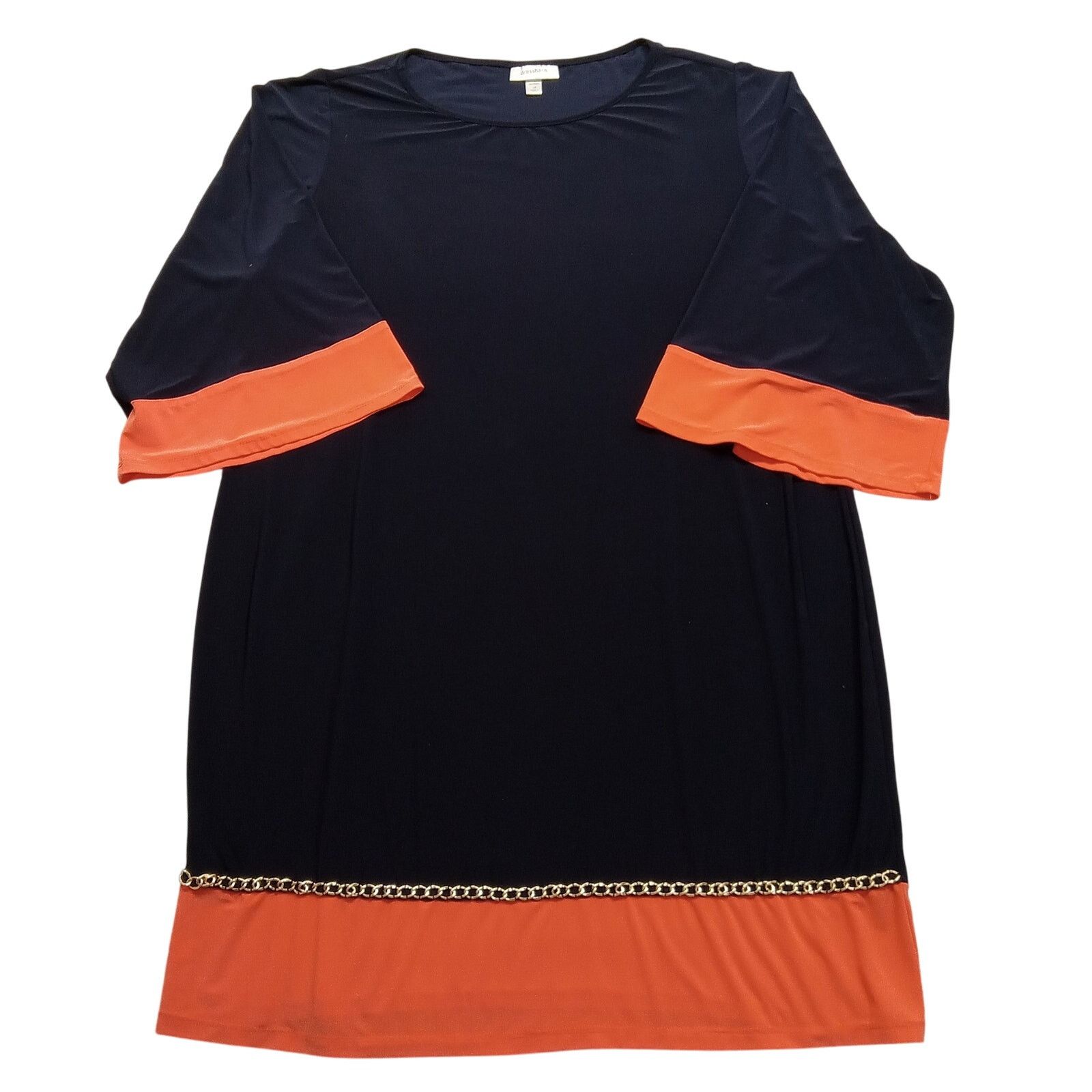 & Other Stories Dressbarn Dress 18 Women's 3/4 Sleeve Navy Salmon Chain Size XL / US 12-14 / IT 48-50 - 1 Thumbnail