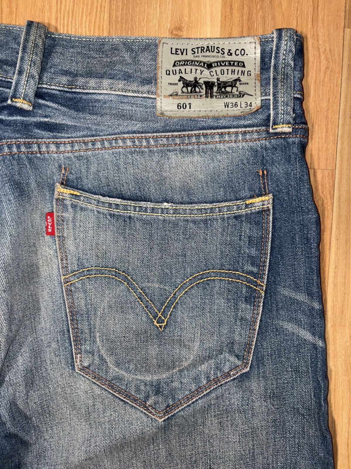 Levi's Vintage Clothing Rare Levi’s 601 Straight Fit Denim - Distressed - 36x34 Size US 36 / EU 52 - 7 Thumbnail