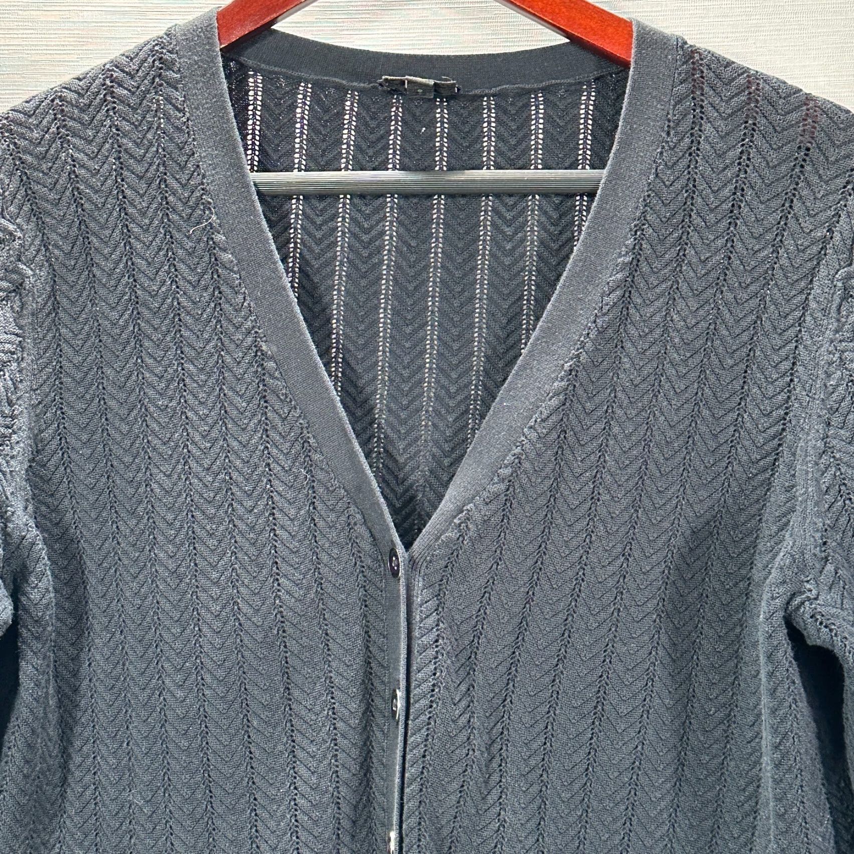 Talbots Talbots Sweater Cardigan Womens Large Black Pima Cotton Button Front V Neck Size L / US 10 / IT 46 - 2 Thumbnail
