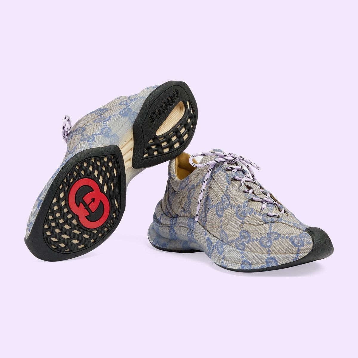 Gucci o1s1wg110225 Women's Gucci Run Sneakers in Beige & Blue Size US 7 / IT 37 - 5 Thumbnail