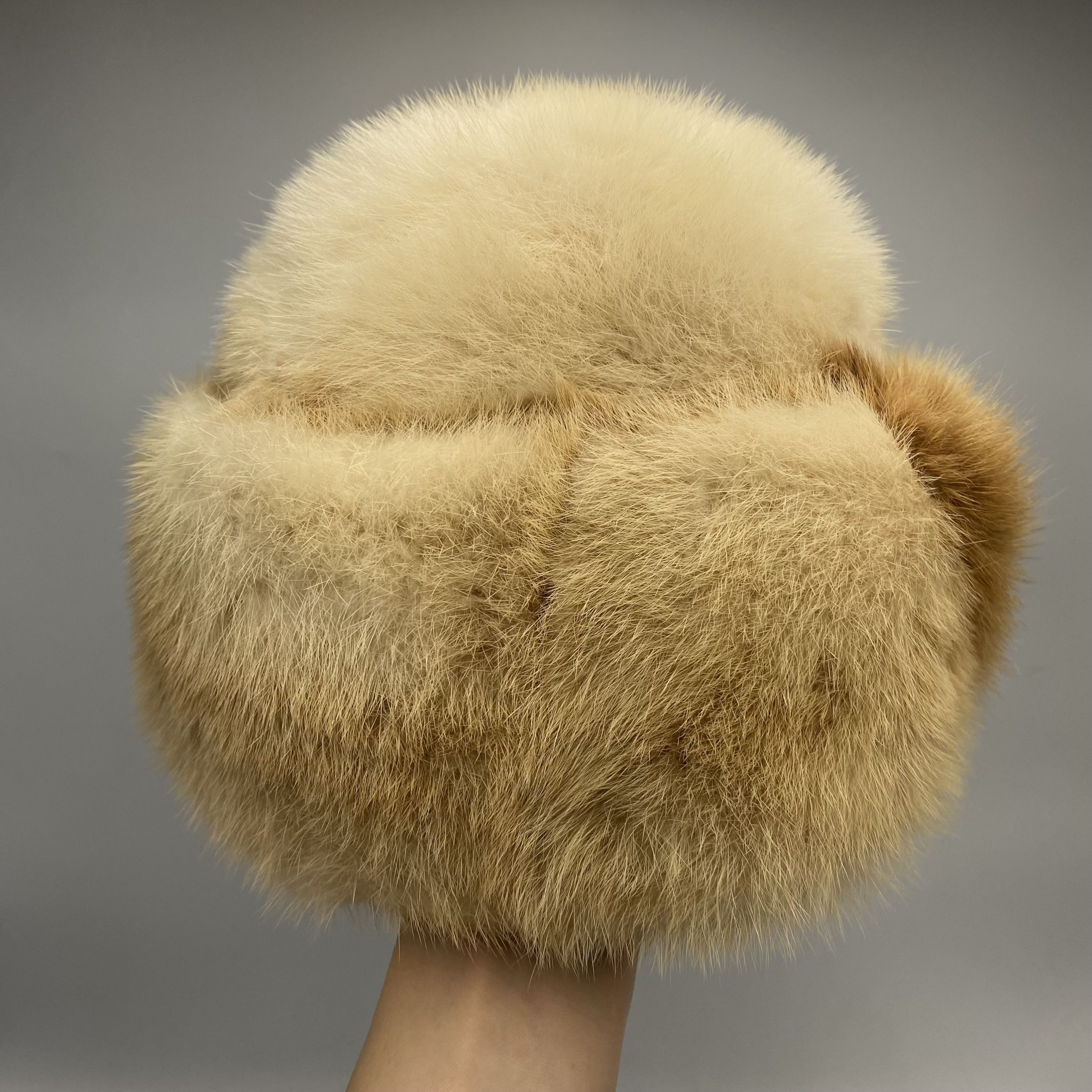 Vintage Vintage Women’s Mink Fur Hat Beige Size S 1980s Ukraine Size ONE SIZE - 4 Thumbnail