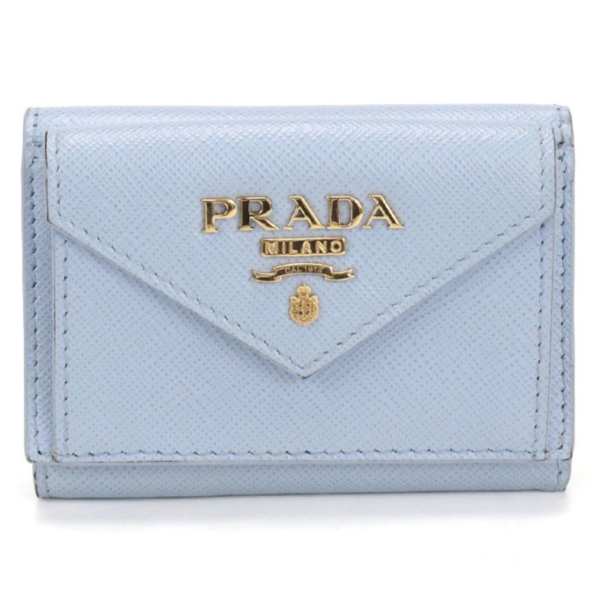 Prada Prada Tri-fold Wallet Saffiano Leather Women's Blue Size ONE SIZE - 1 Thumbnail