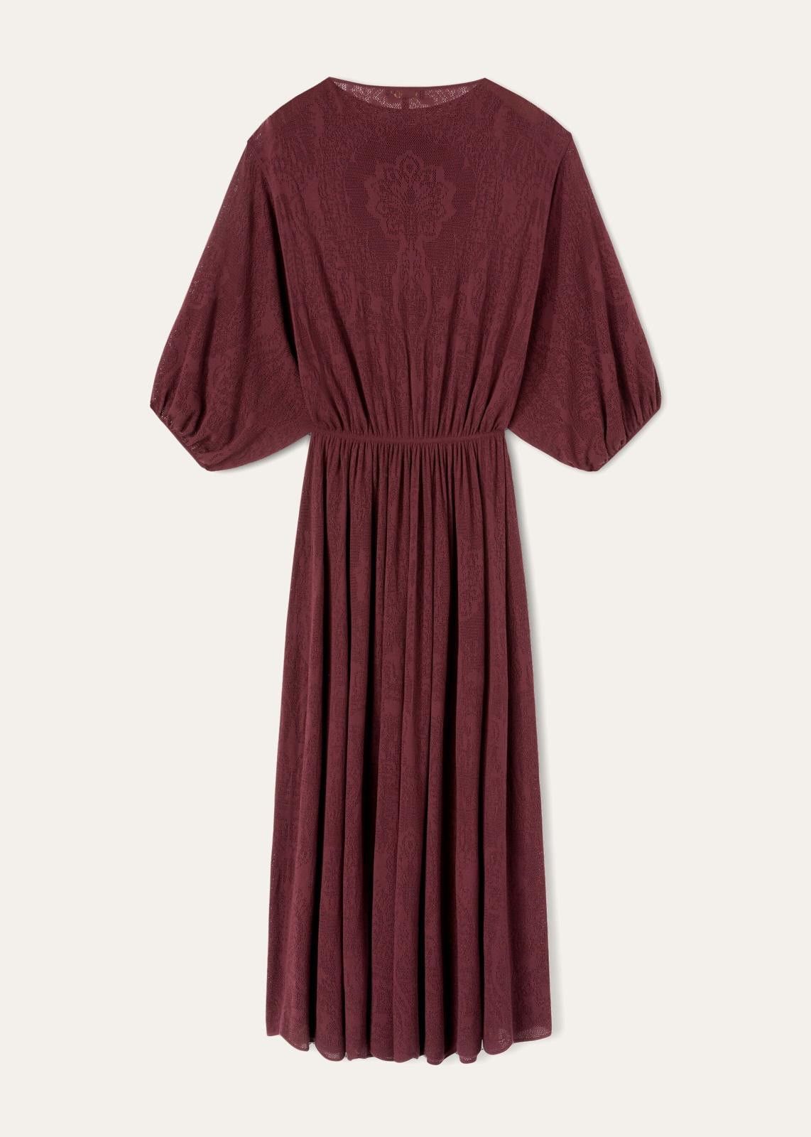 o1srvl11e1224 Virgin Wool Cajamarca Dress in Burgundy
