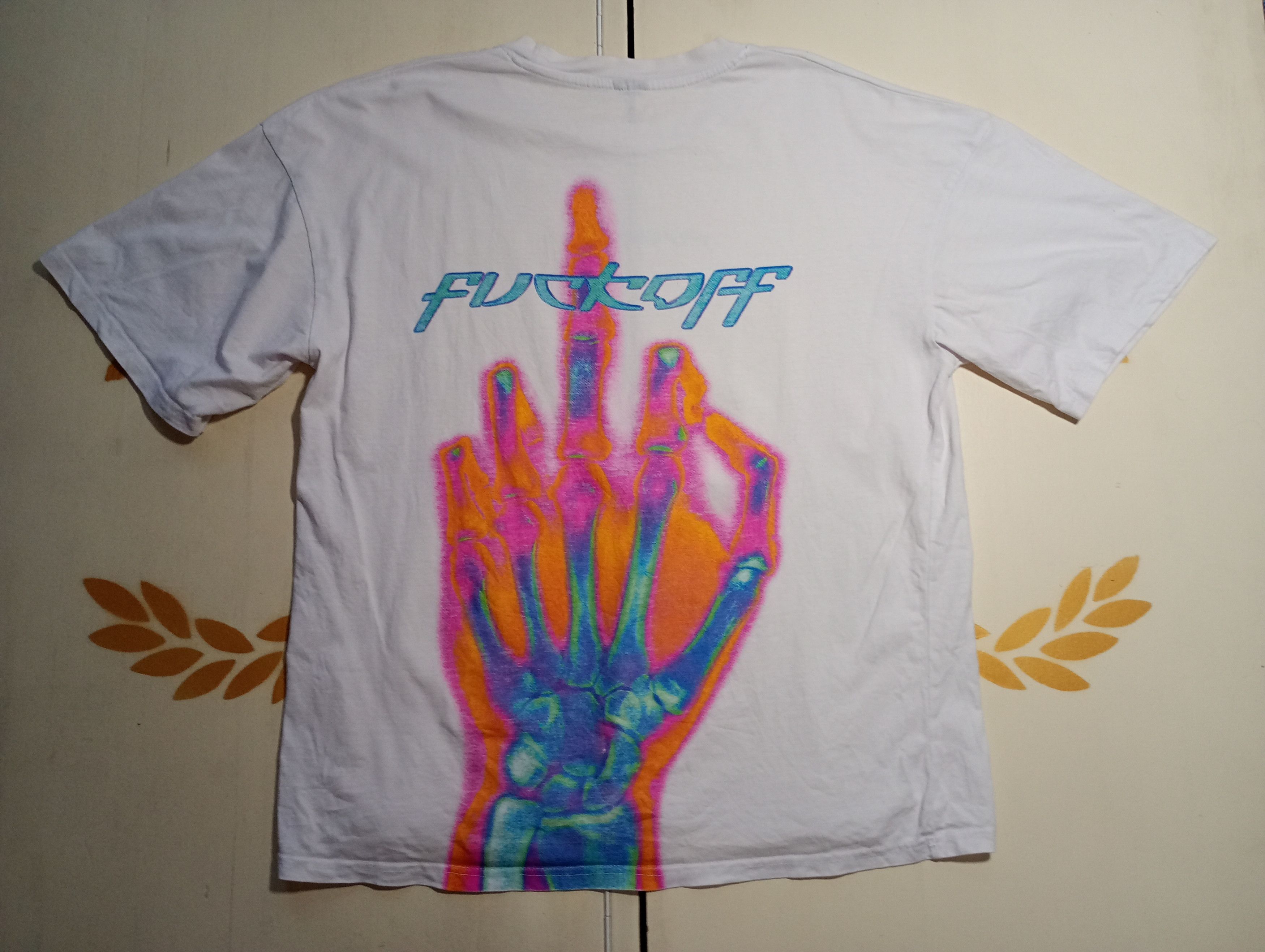 Other Fuck Off Sceleton Hand Printed T-Shirt Size US XL / EU 56 / 4 - 2 Thumbnail