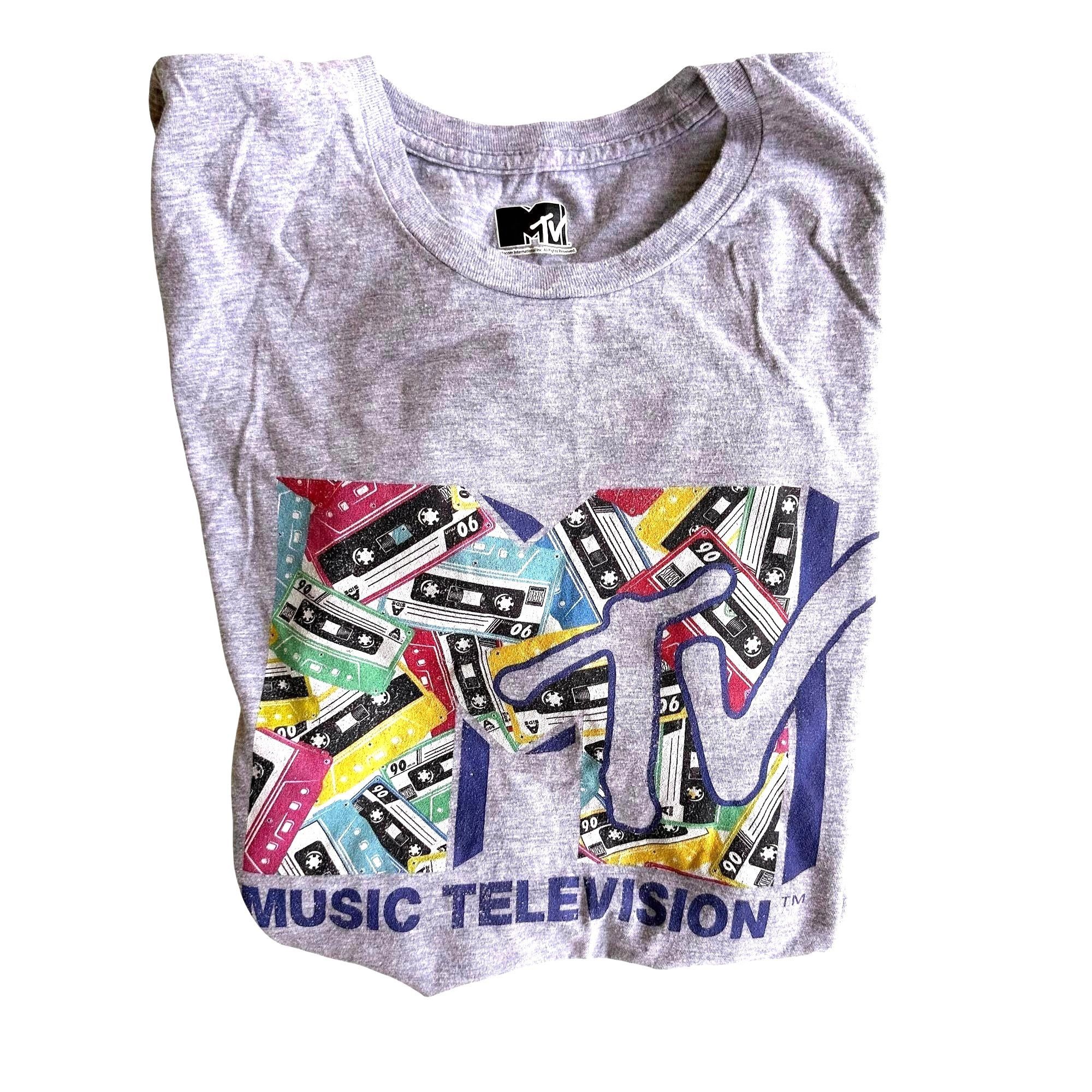 Mtv × Vintage Vintage MTV T Shirt Unisex Large Gray Casette Tapes Classic Size US L / EU 52-54 / 3 - 2 Thumbnail
