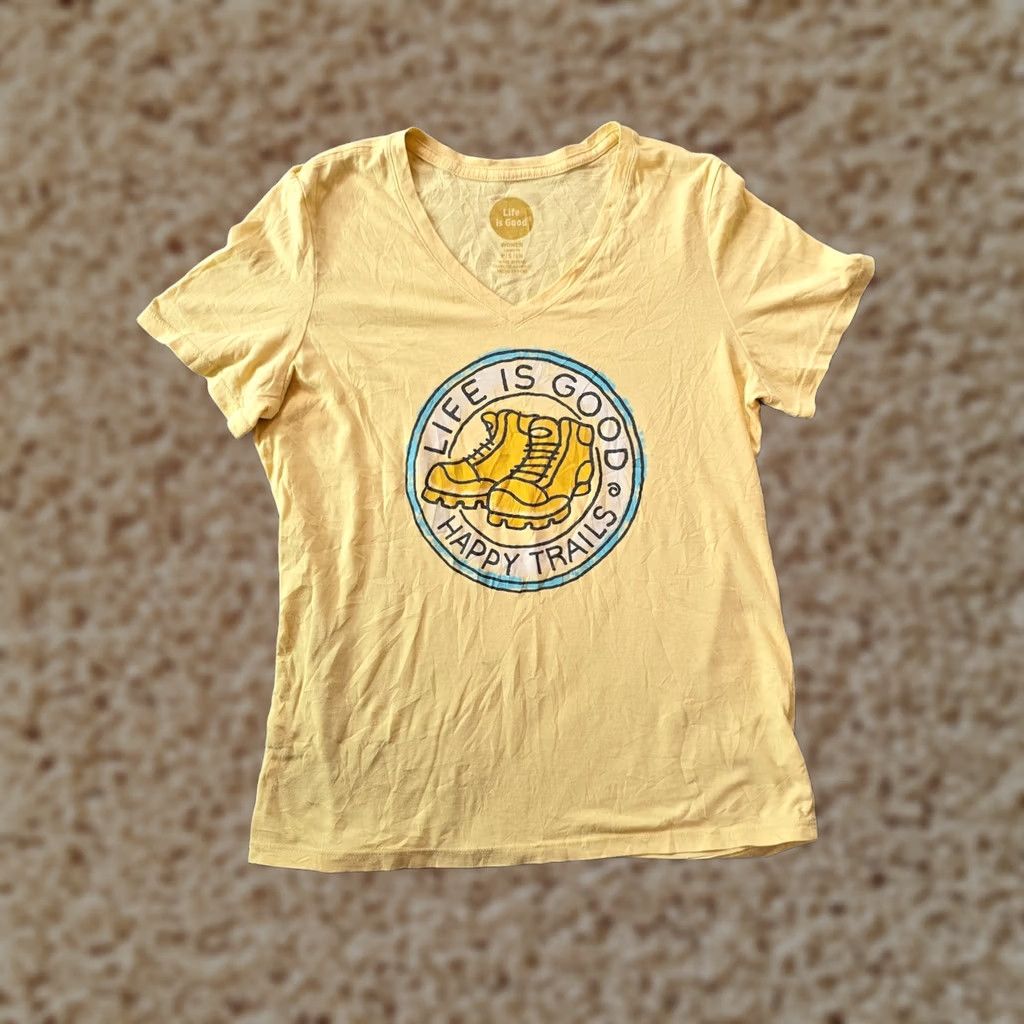 Life is Good Life is Good Top Womens Size Small Yellow Hiking Outdoors Short Sleeve Casual Shirt Size S / US 4 / IT 40 - 1 Thumbnail