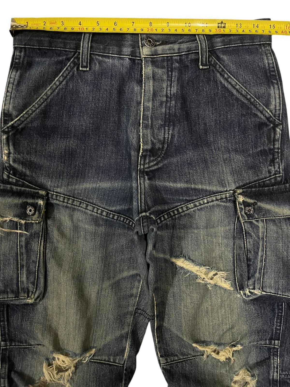 G-Star Vintage G Star Raw Blue Washed Cargo Ripped Distressed Jeans Size US 30 / EU 46 - 20 Thumbnail