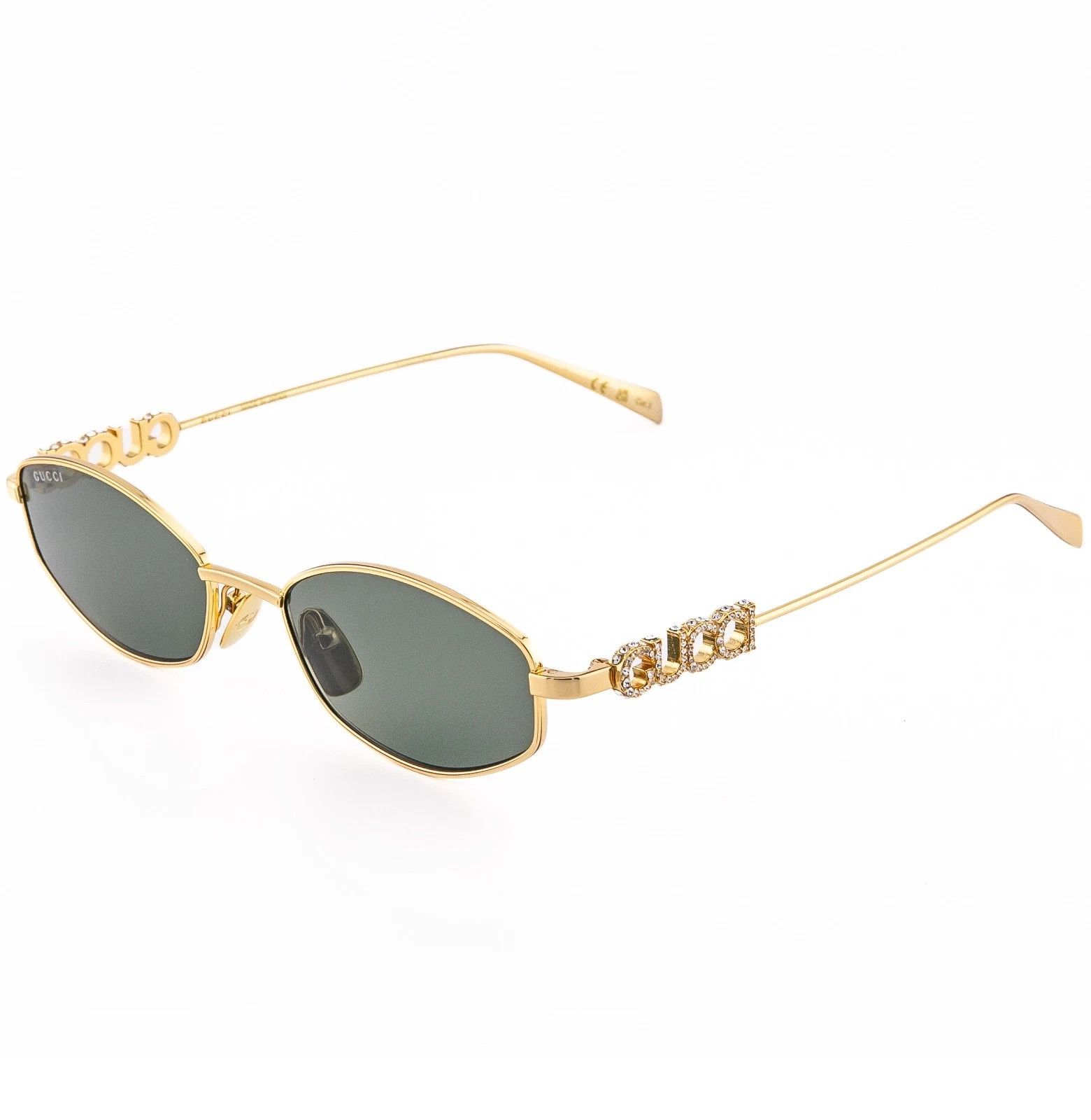Gucci GUCCI 1802 Gg1802S Gold Green Oval Narrow Crystal Logo 001 Size ONE SIZE - 4 Thumbnail