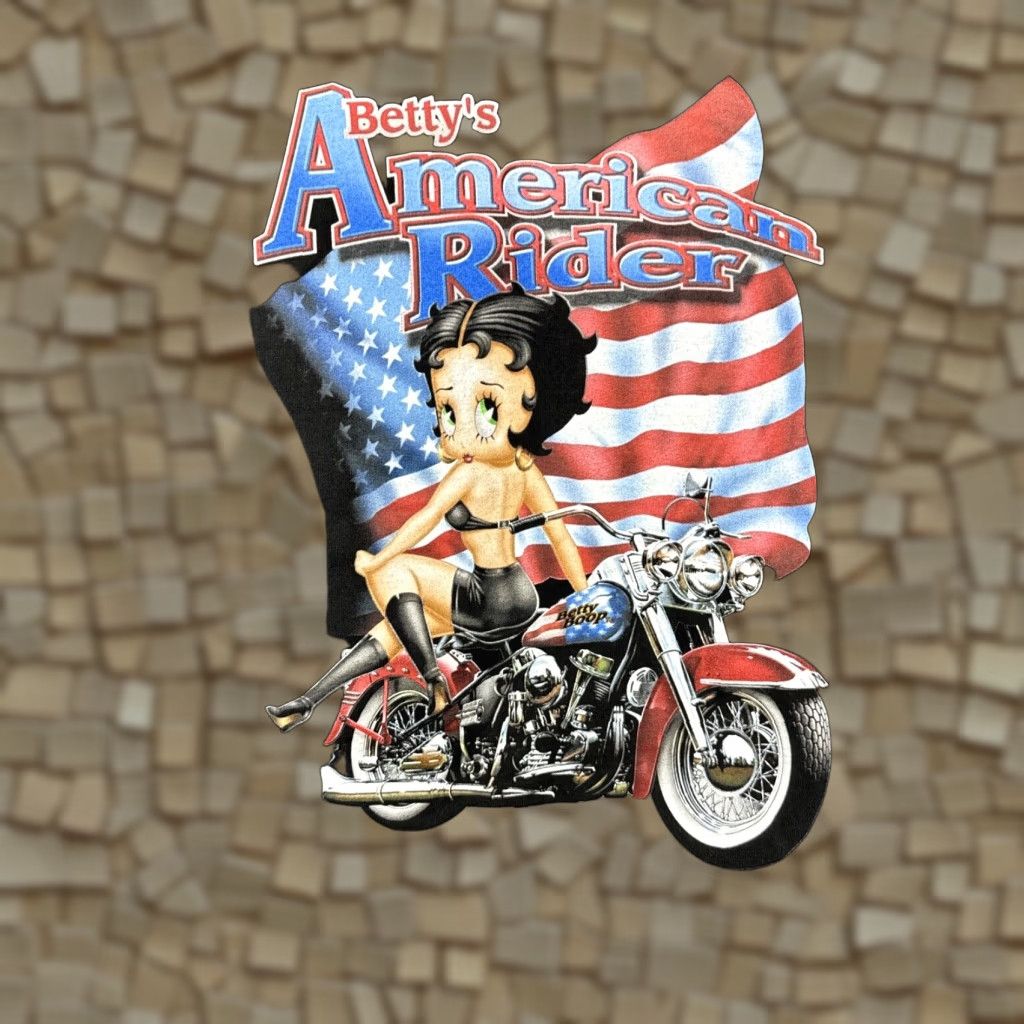 VINTAGE Betty Boop Motorcycle T-Shirt Unisex Large Black 90s Biker