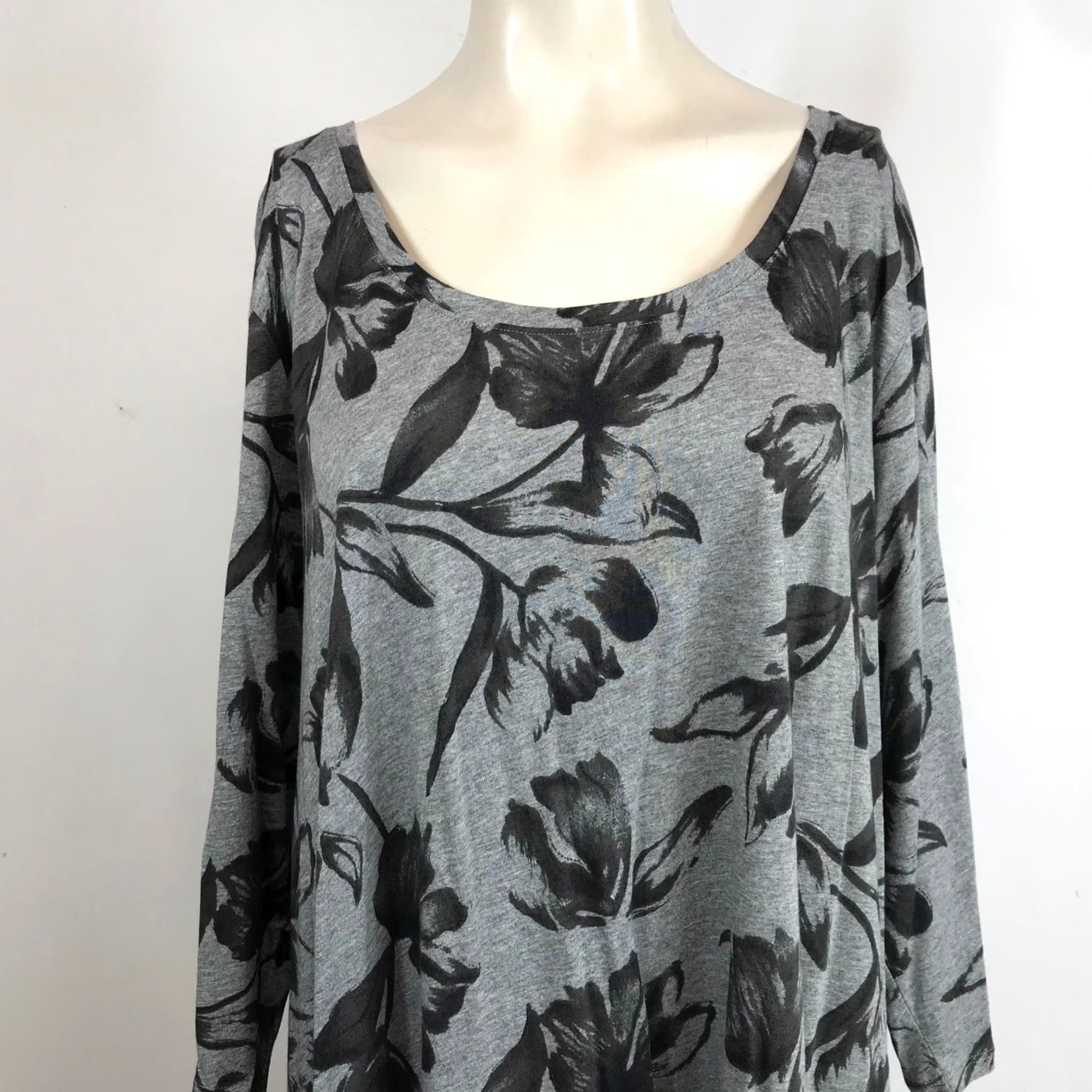 Vintage VINTAGE? No. (Skip) Pure Jill floral print ballet sleeve tunic dress Gray 3XL Women Long Sleeve dress? Size XXL / US 16-18 / IT 52-54 - 2 Thumbnail