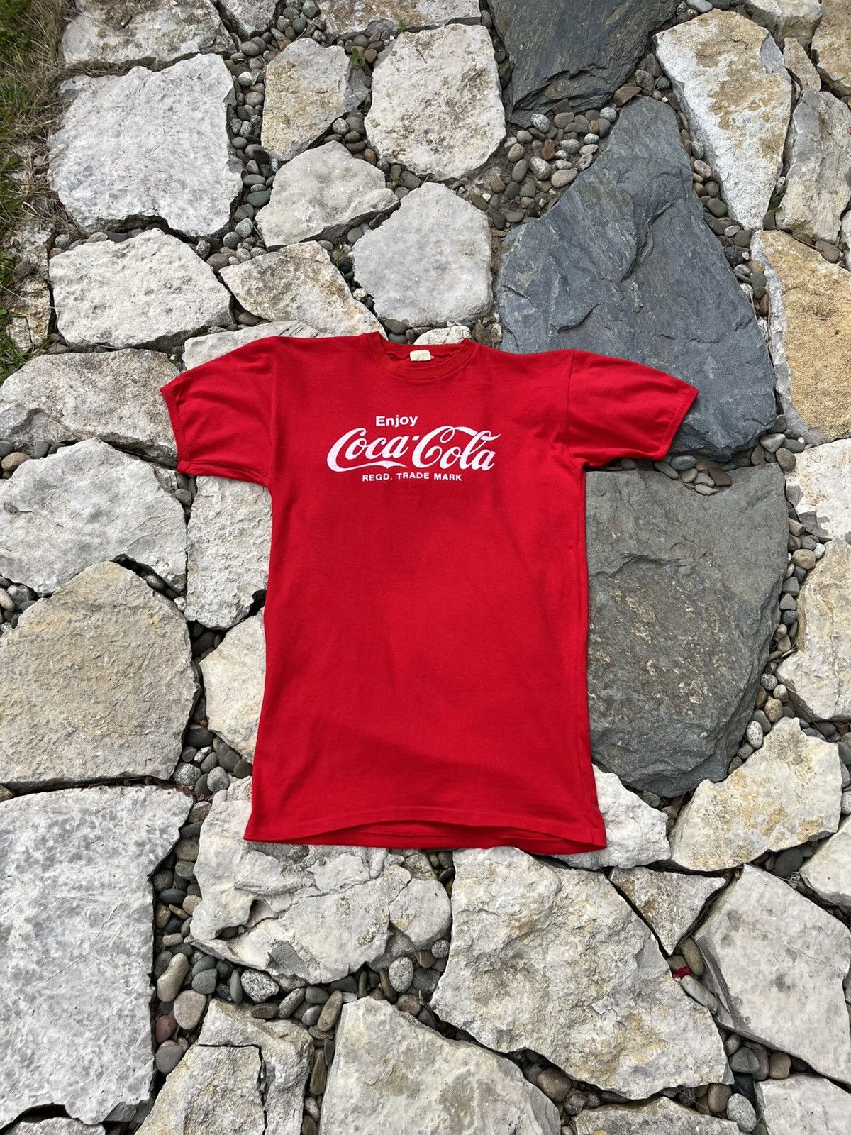 Vintage 70s Coca Cola enjoy coke four 4 t-shirt tee football