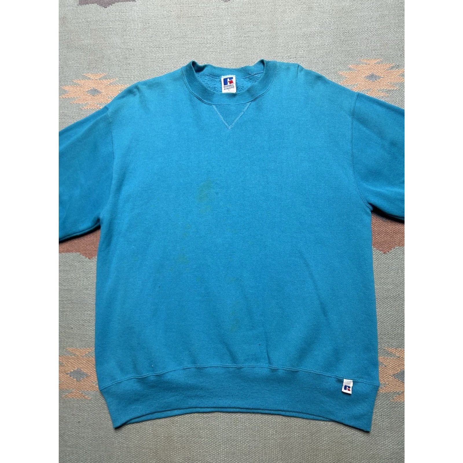 Altea VINTAGE Russell Athletic Sweatshirt Crewneck Teal Blue USA Large 90s 80s Pullover Mens Size US L / EU 52-54 / 3 - 2 Thumbnail