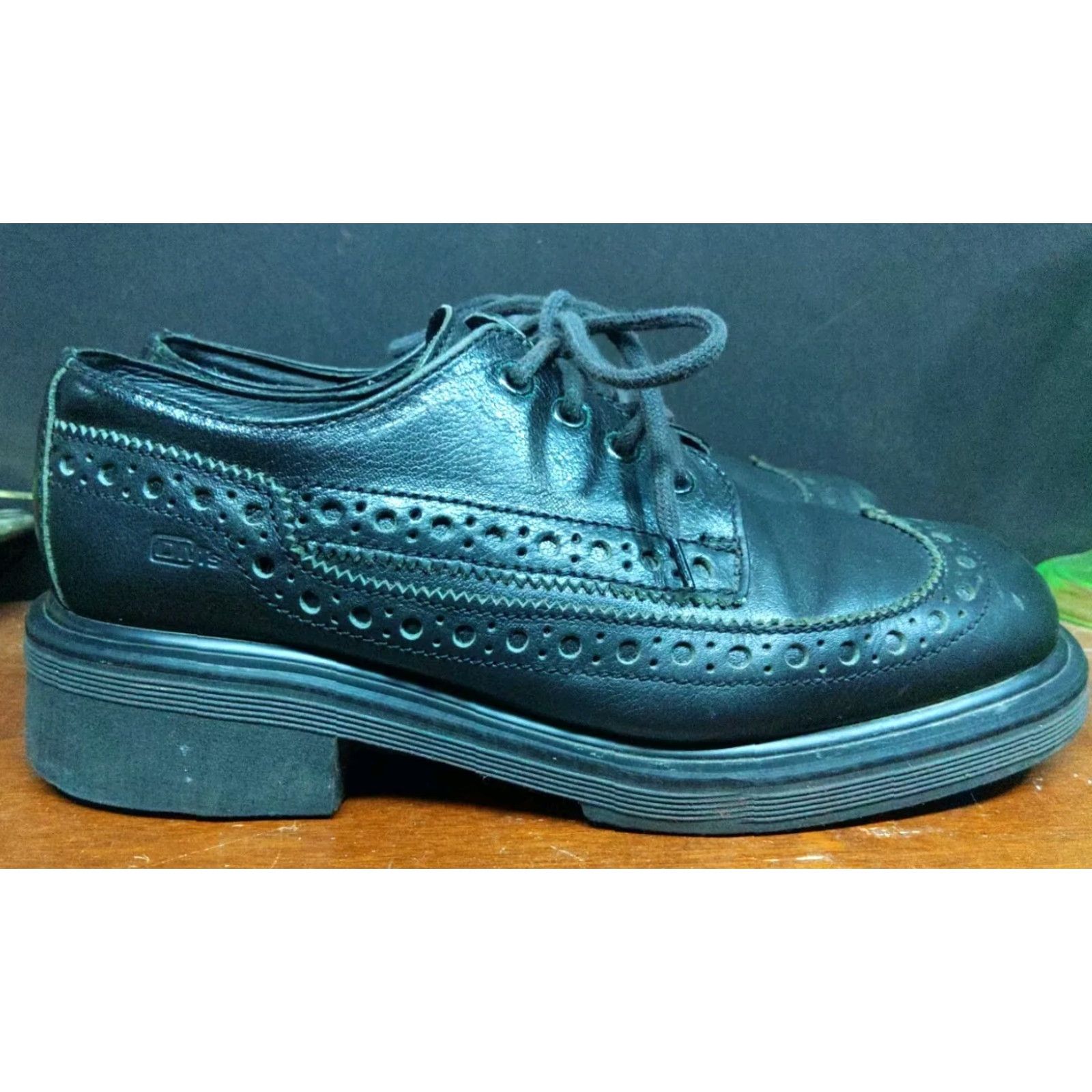 Dr. Martens VINTAGE Dr. Martens 9 US 8 UK Black Leather Brogues Dress Shoes Square Toe Lace Up Men 90s VTG Oxfords Chunky Heel Size US 8 / EU 41 - 6 Thumbnail