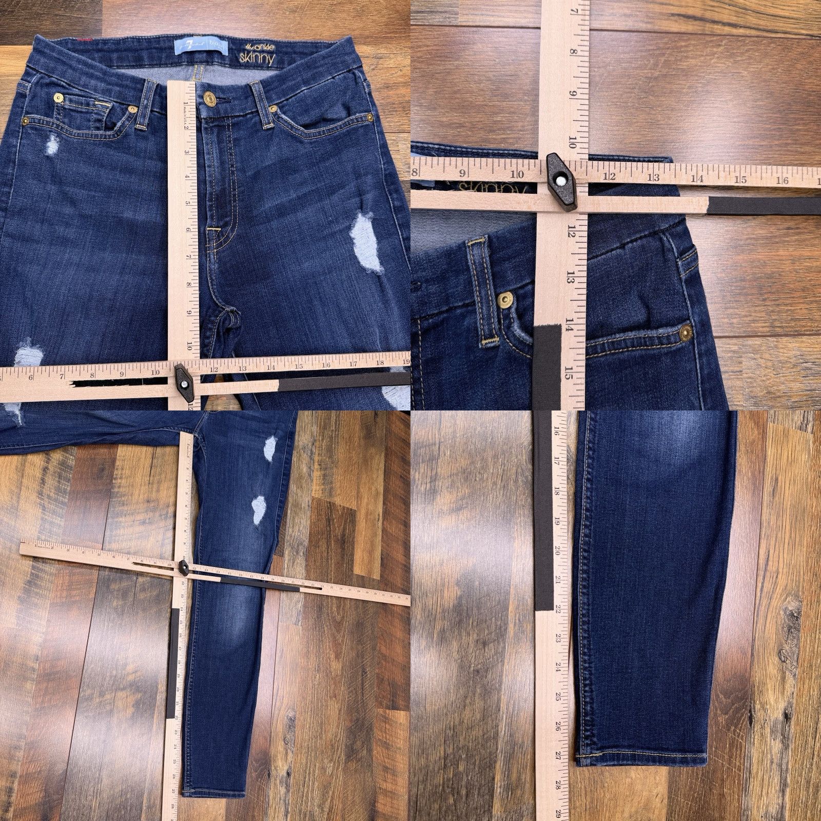7 For All Mankind 7 For All Mankind Bair Ankle Jeans Womens 29 Slim Mid Rise Denim Blue Stretch Pocket 5-Pocket Brand Logo USA Mens? Wait. End. Size 29" - 8 Thumbnail