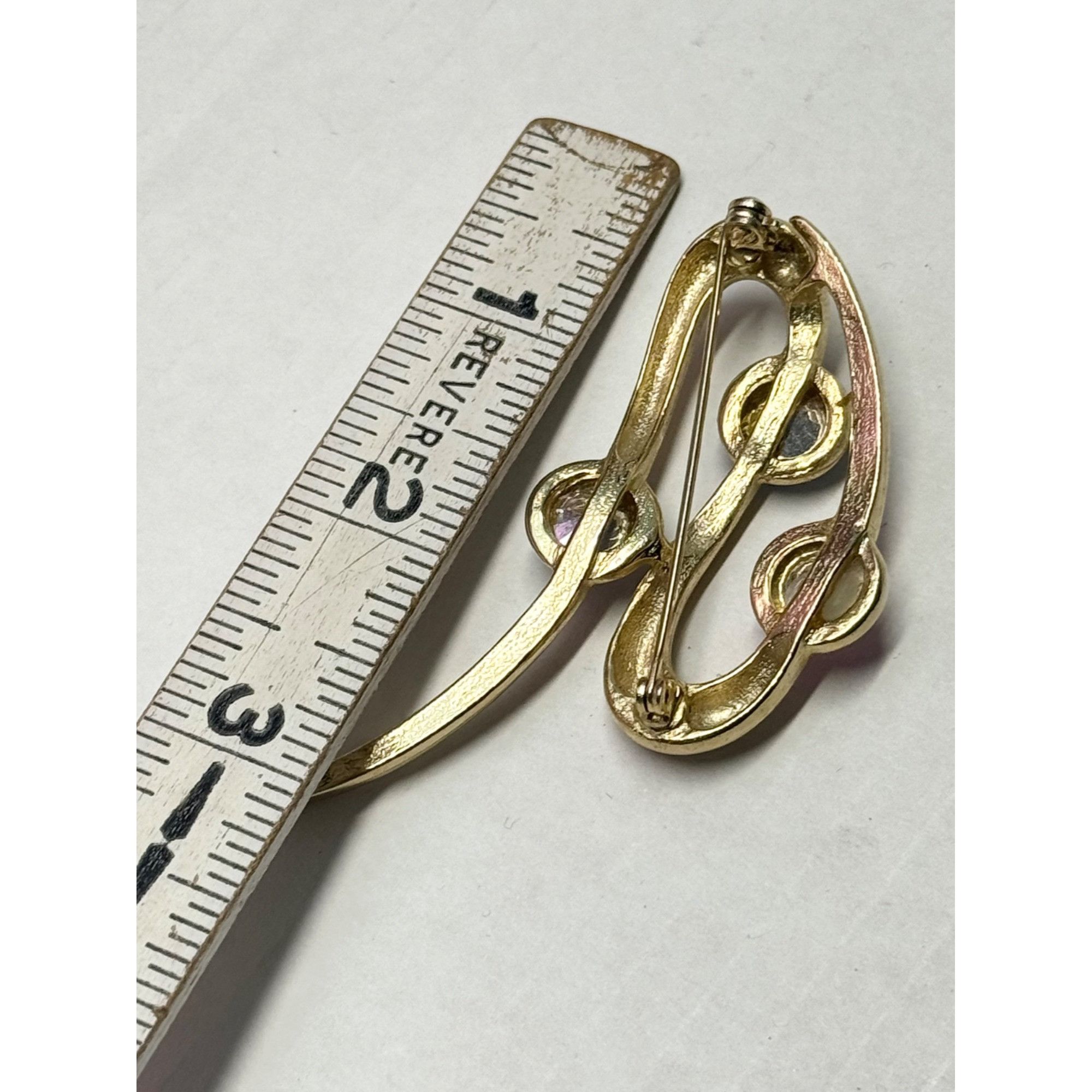 Vintage Vintage rhinestone gold swirl brooch pin Size ONE SIZE - 4 Thumbnail
