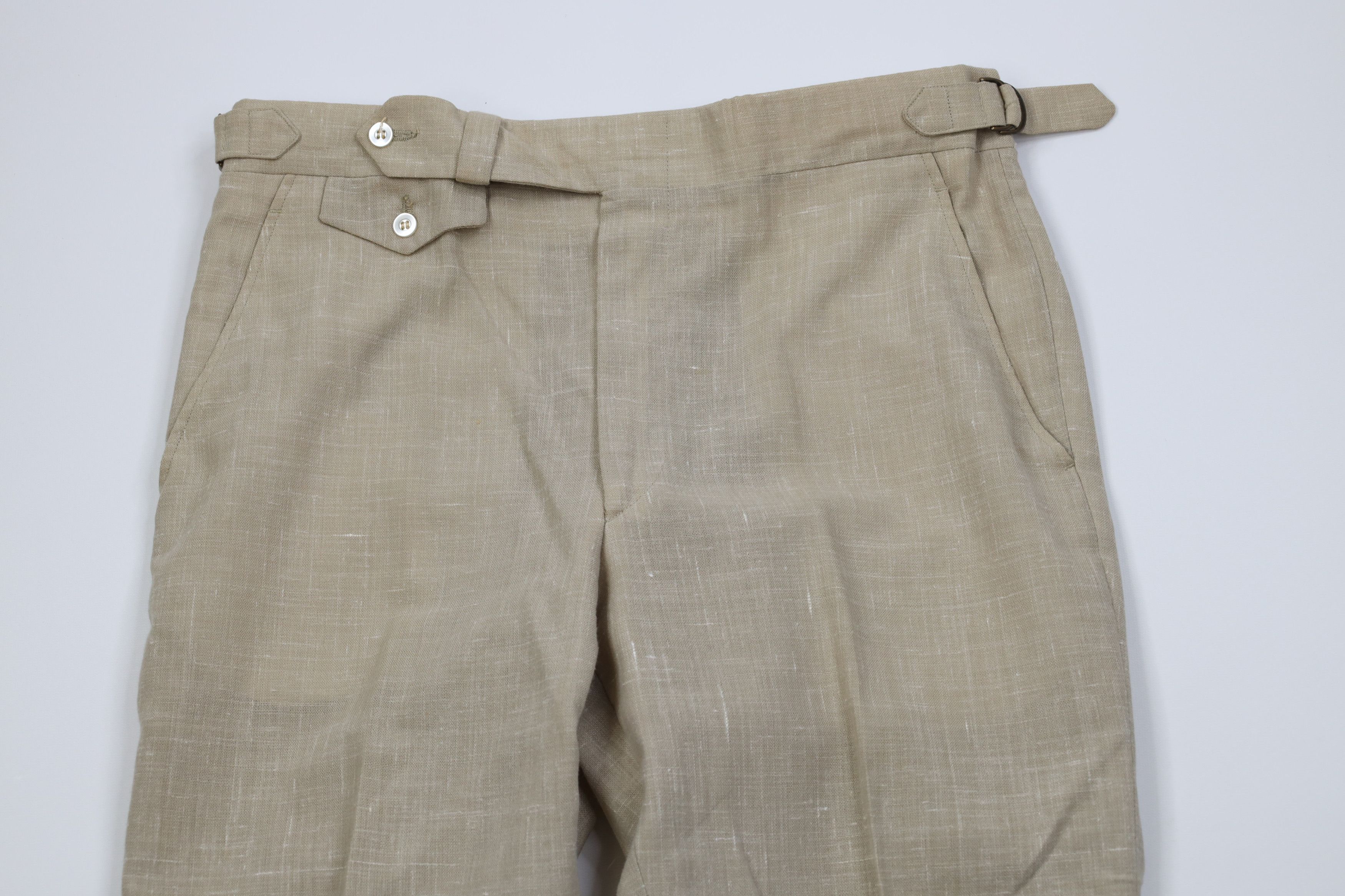 Vintage Vintage 70s Atomic Fleck Side Buckle Linen Wide Leg Pants Size US 34 / EU 50 - 2 Thumbnail