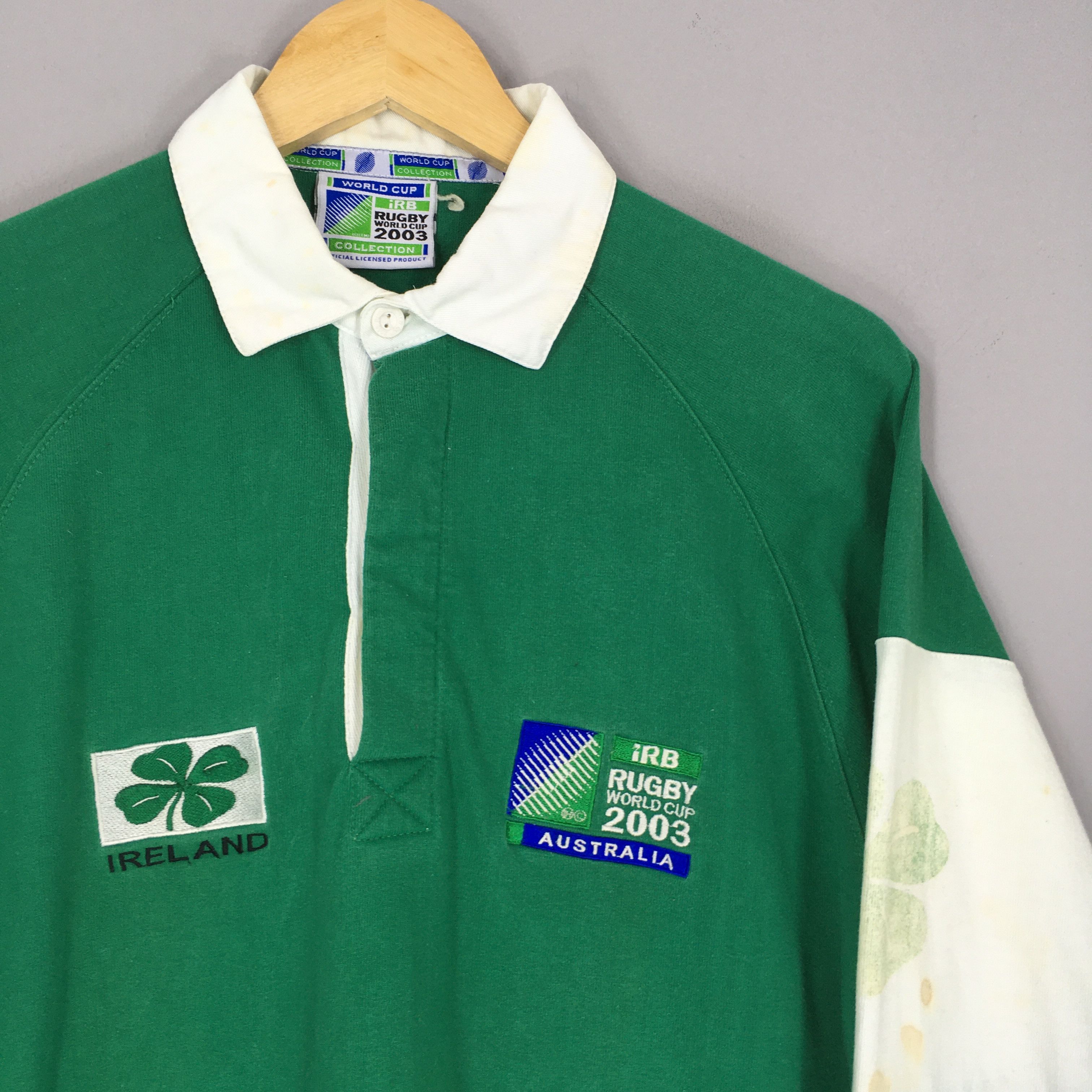 Vintage Vintage IRB Ireland Rugby World Cup Polo Shirt Medium Size US M / EU 48-50 / 2 - 2 Thumbnail