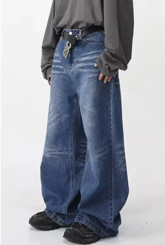 Japanese Brand Washed Gradient Straight Wide Leg Jeans Pants y2k Size US 28 / EU 44 - 2 Thumbnail