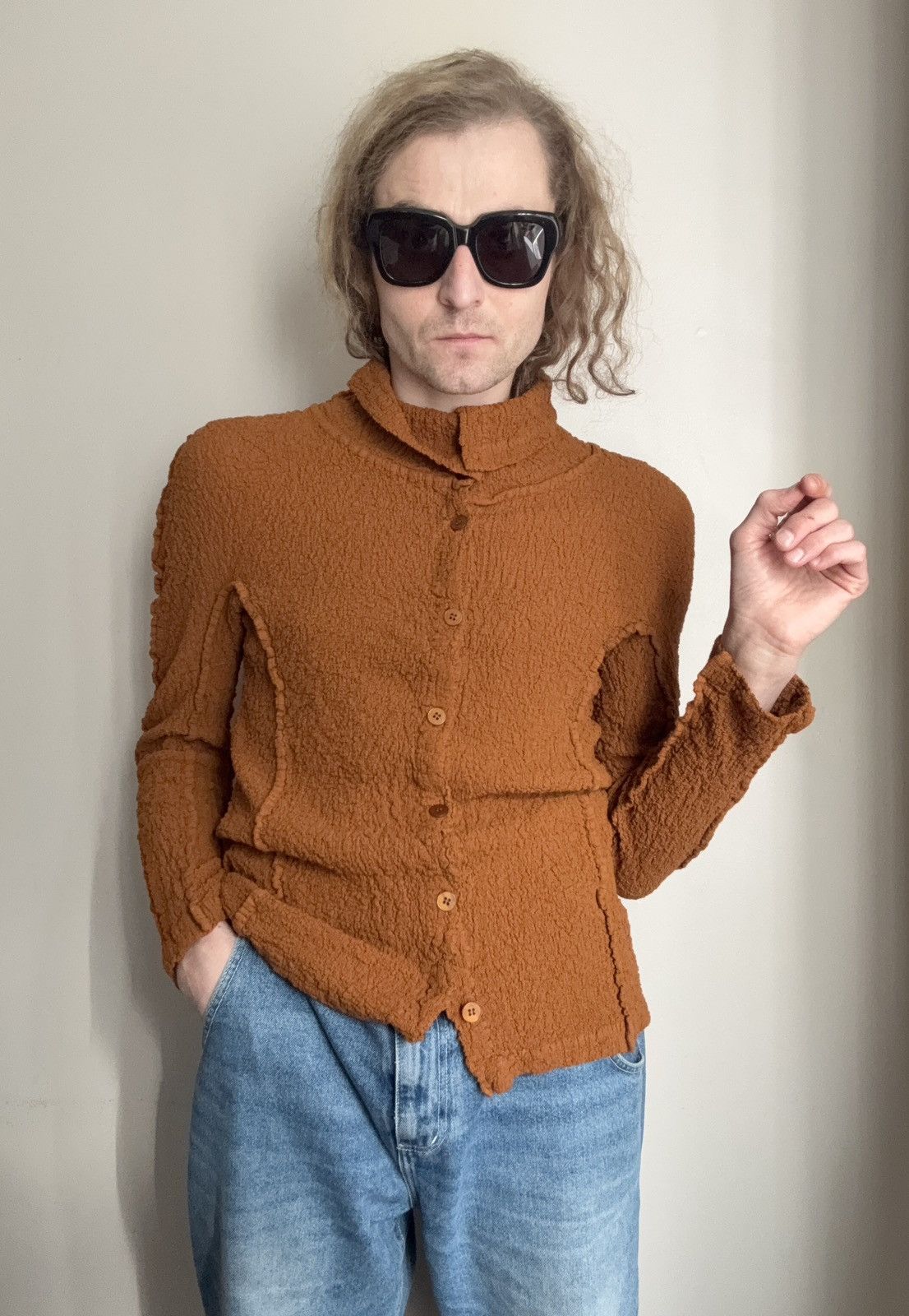 Issey Miyake ISSEY MIYAKE ME SS22 Toffee Brown Cauliflower Button Shirt Size US M / EU 48-50 / 2 - 17 Thumbnail