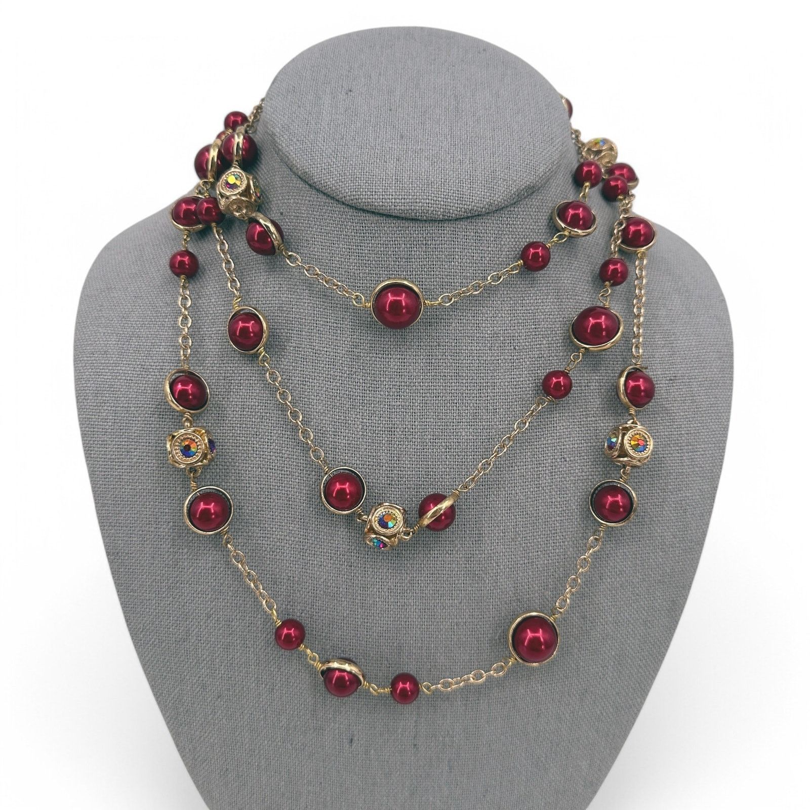 Coldwater Creek Coldwater Creek Long Rope Chain Necklace Red Faux Pearl Size ONE SIZE - 1 Thumbnail