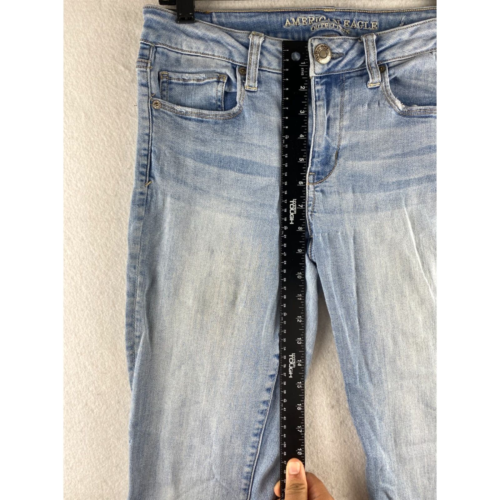 American Eagle Outfitters American Eagle Outfitters Jeans Womens 8 Skinny Distressed Embroidered Blue Denim Stretch 5-Pocket Modern Regular Size 30" / US 8 / IT 44 - 4 Thumbnail