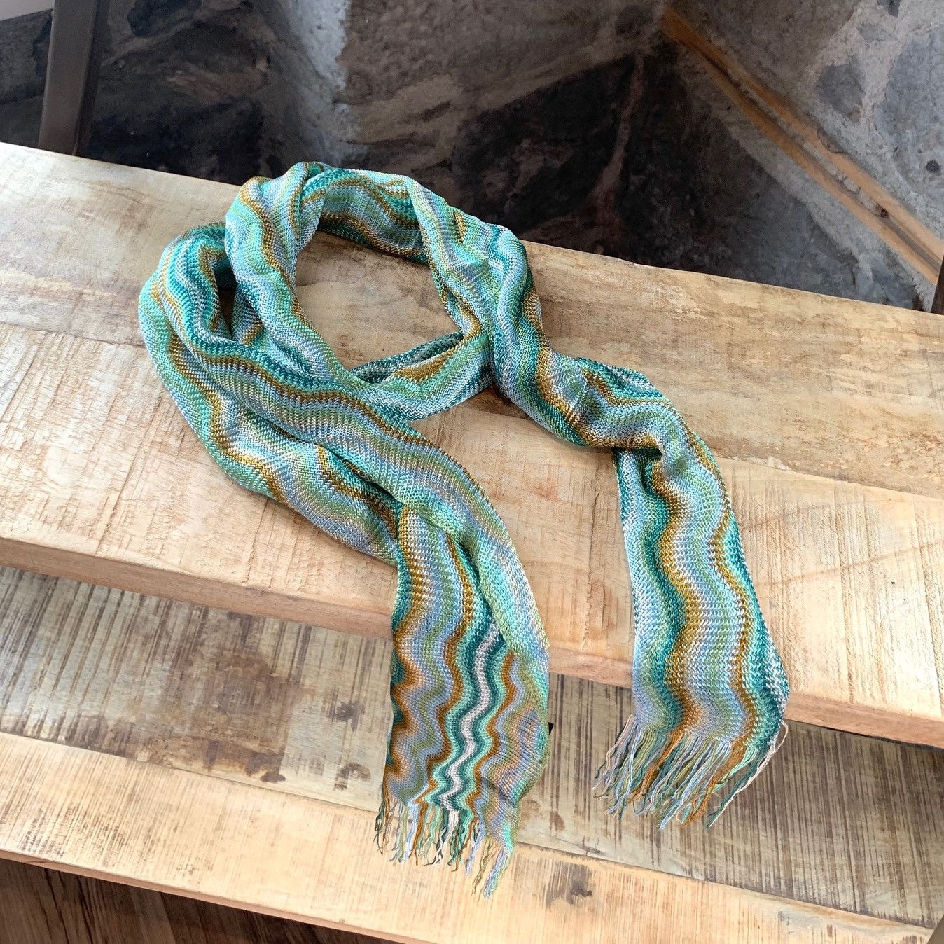 Missoni Missoni Green and Orange Wave Scarf Size ONE SIZE - 1 Thumbnail