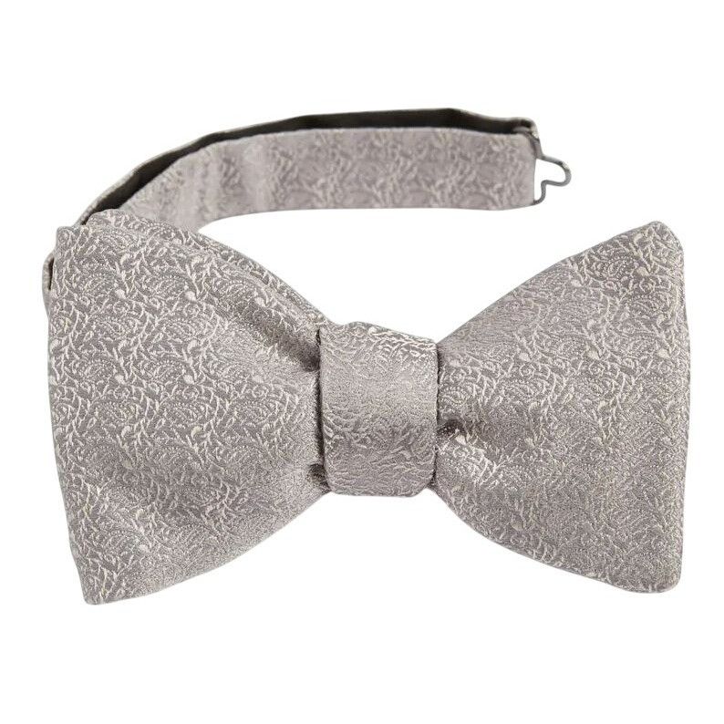 Eton Eton Mens Grey Silk Jacquard Pre Tied Formal Bow Tie NEW Size ONE SIZE - 1 Thumbnail