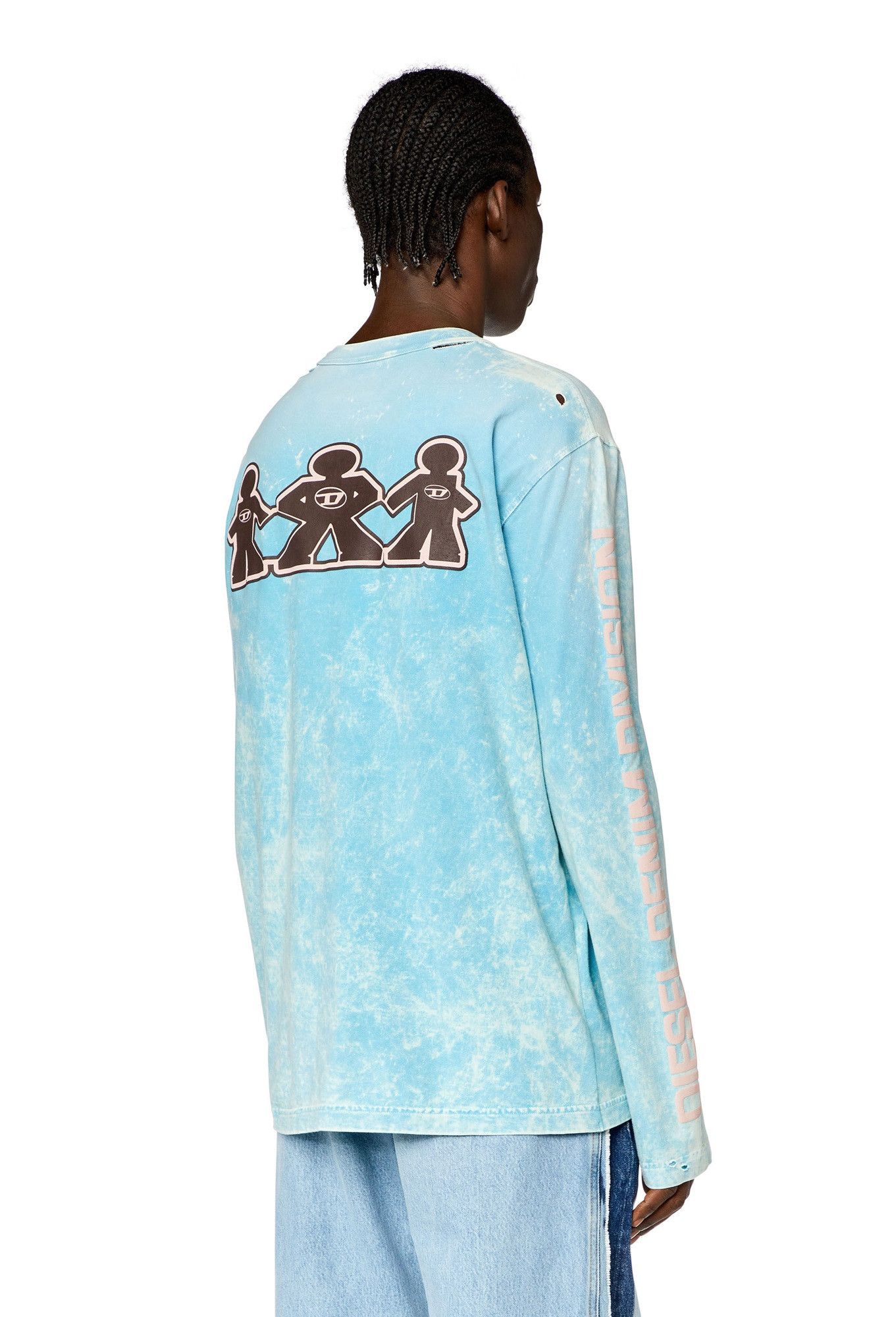 Diesel Acid-wash long-sleeve T-shirt in Blue Size US M / EU 48-50 / 2 - 8 Thumbnail