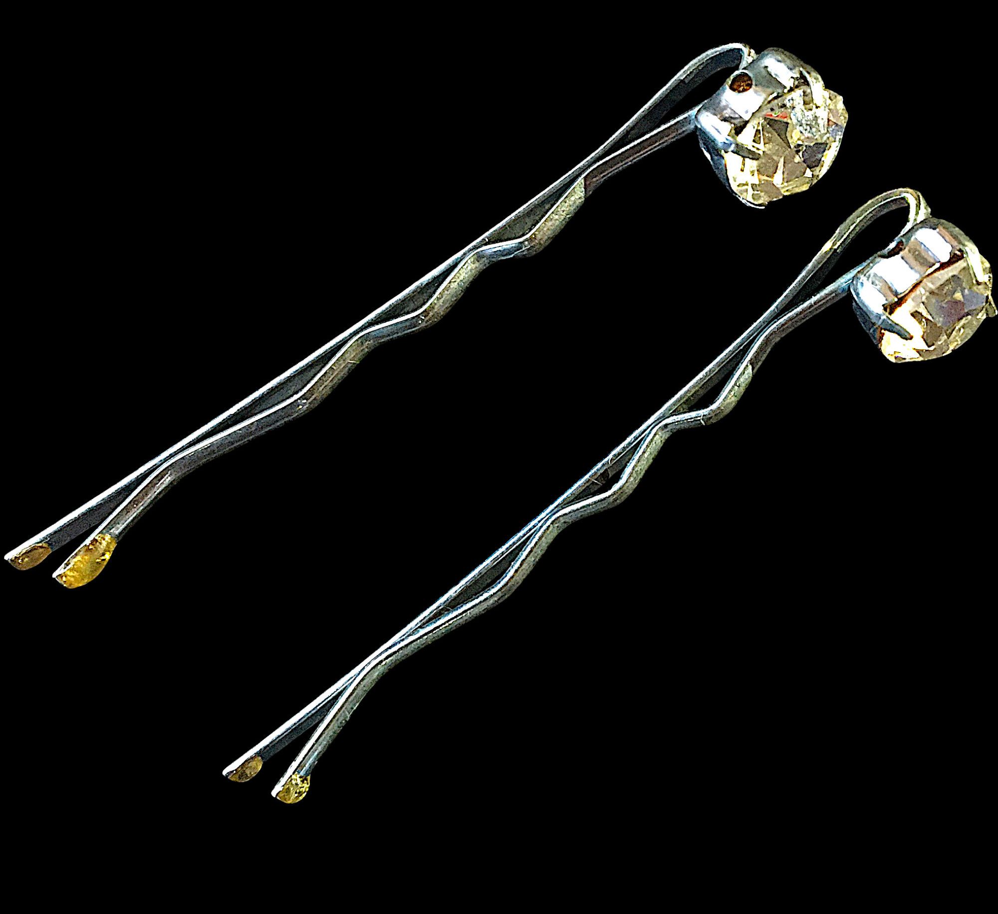 Other Antique Silver-Tone Hairpins with Faceted Rhinestones Size ONE SIZE - 6 Thumbnail